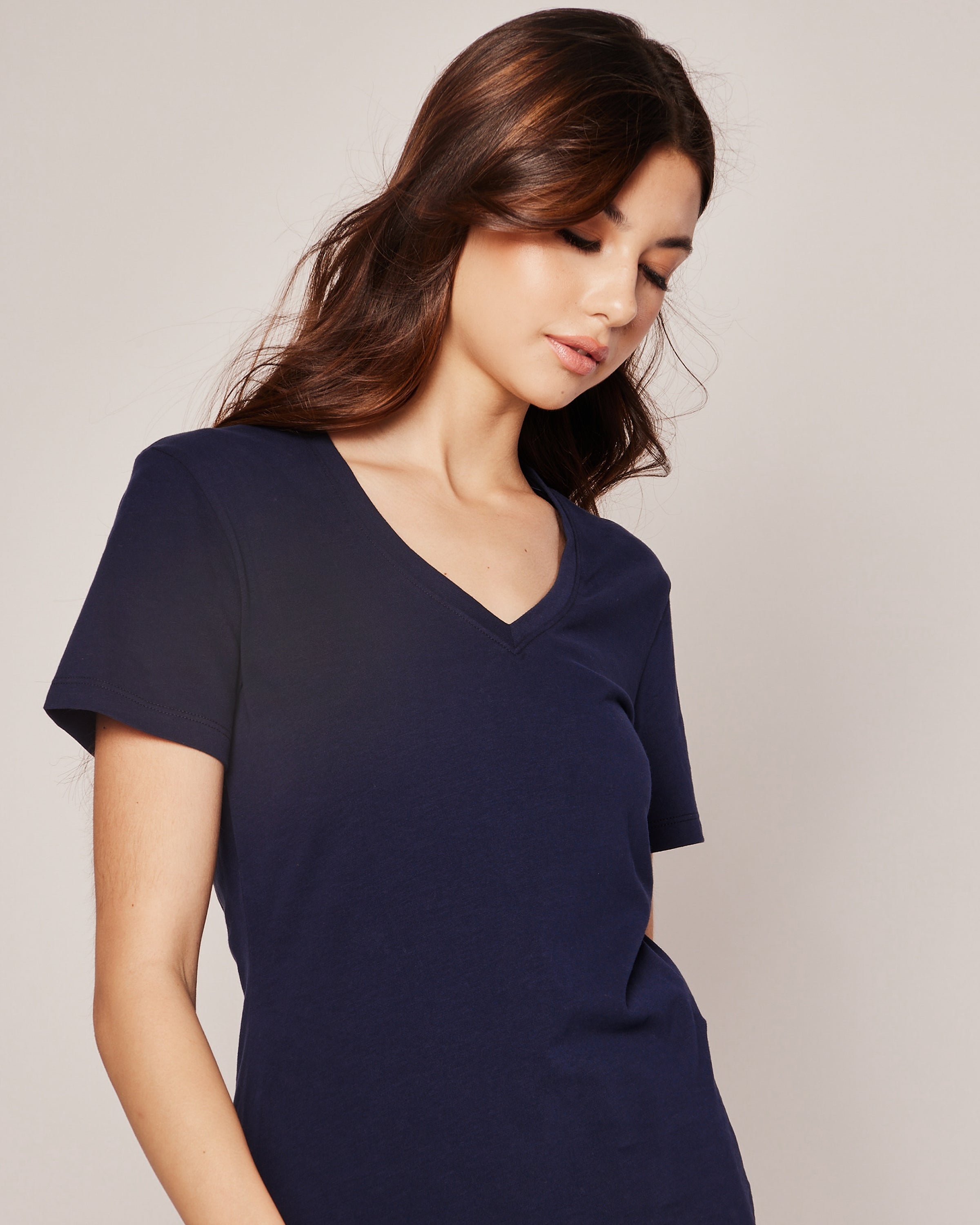 Women's Pima Short Sleeve Top in Navy