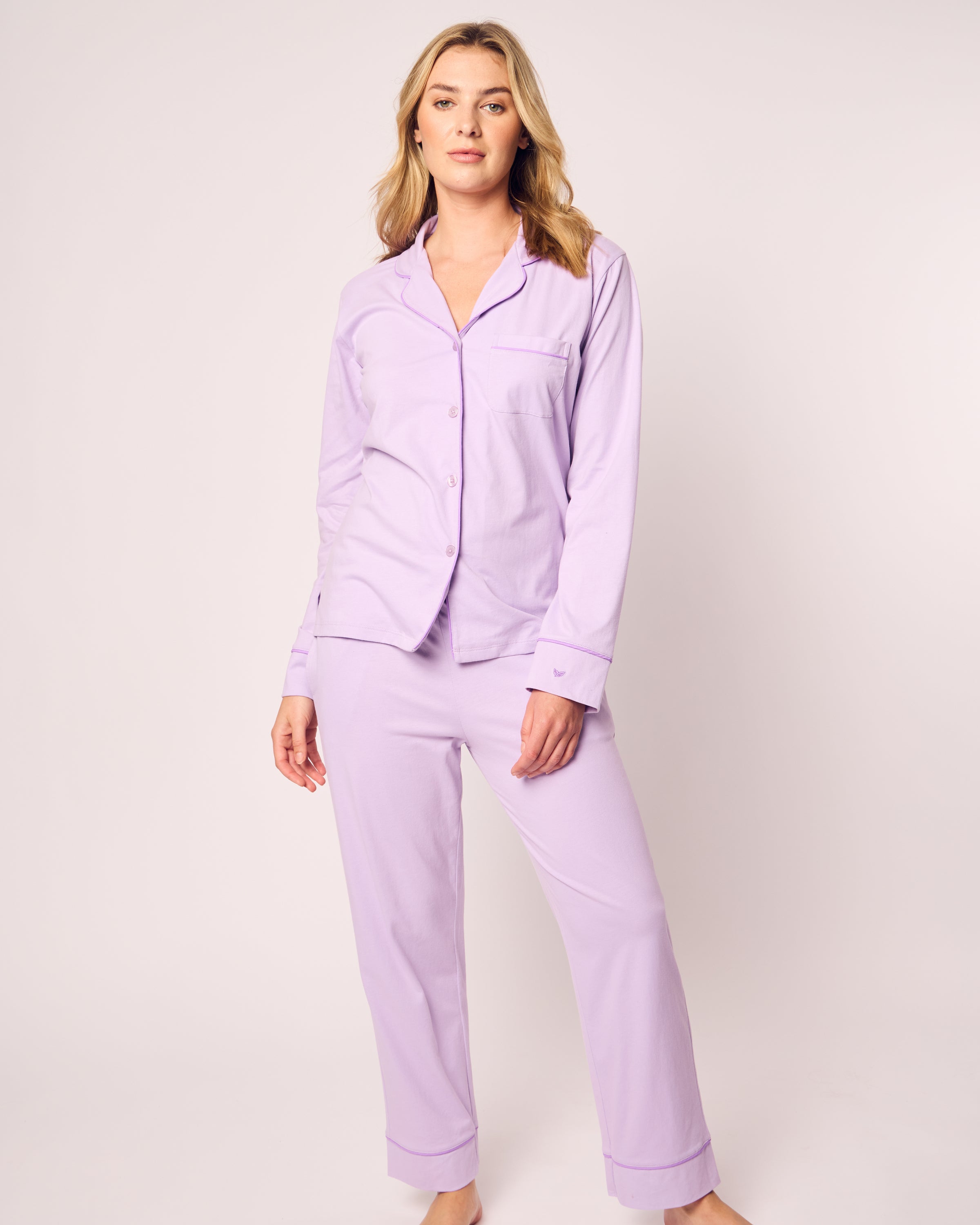 Women's Pima Pajama Set in Lavender | Petite Plume