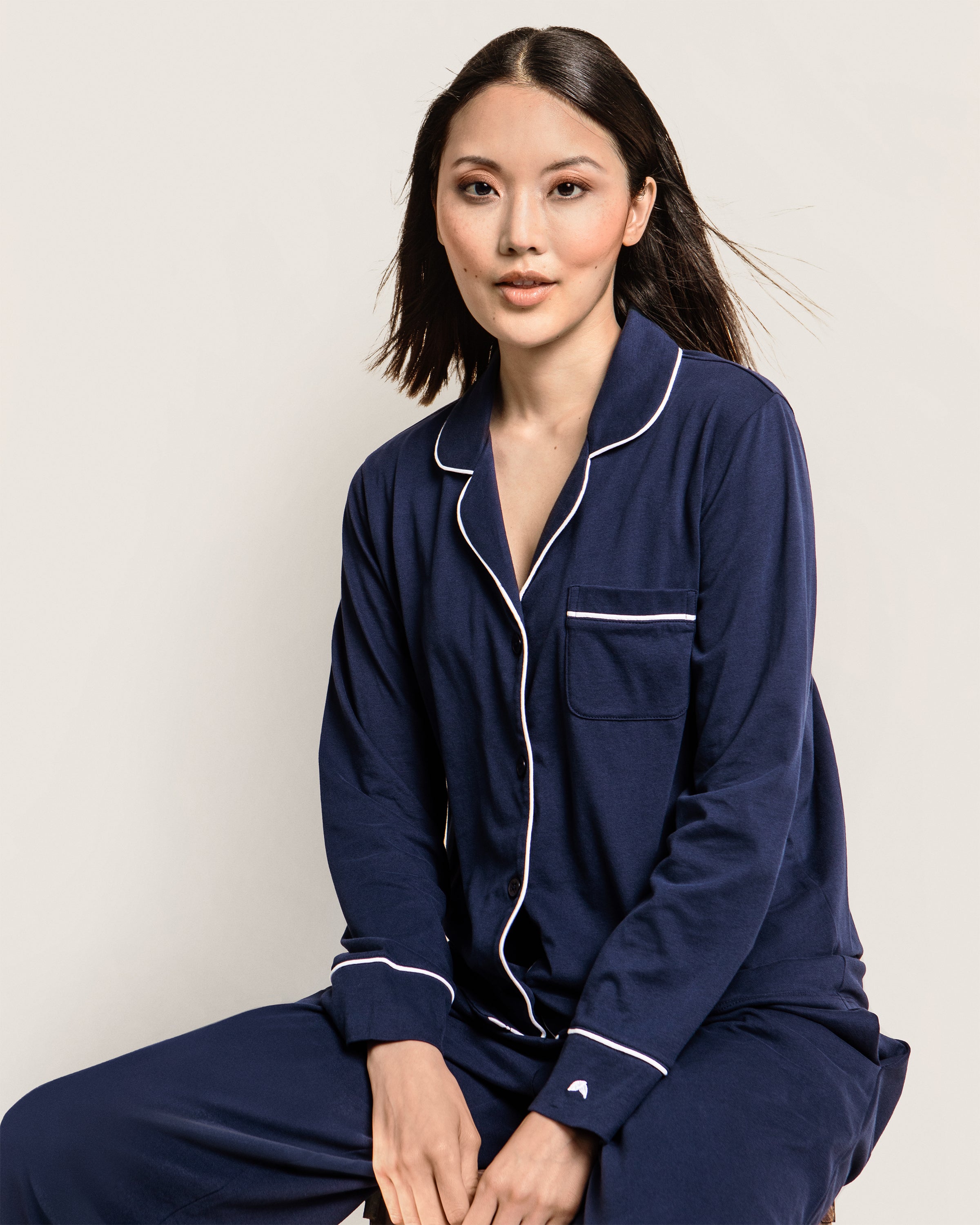 Women’s Pima Pajama Set in Navy