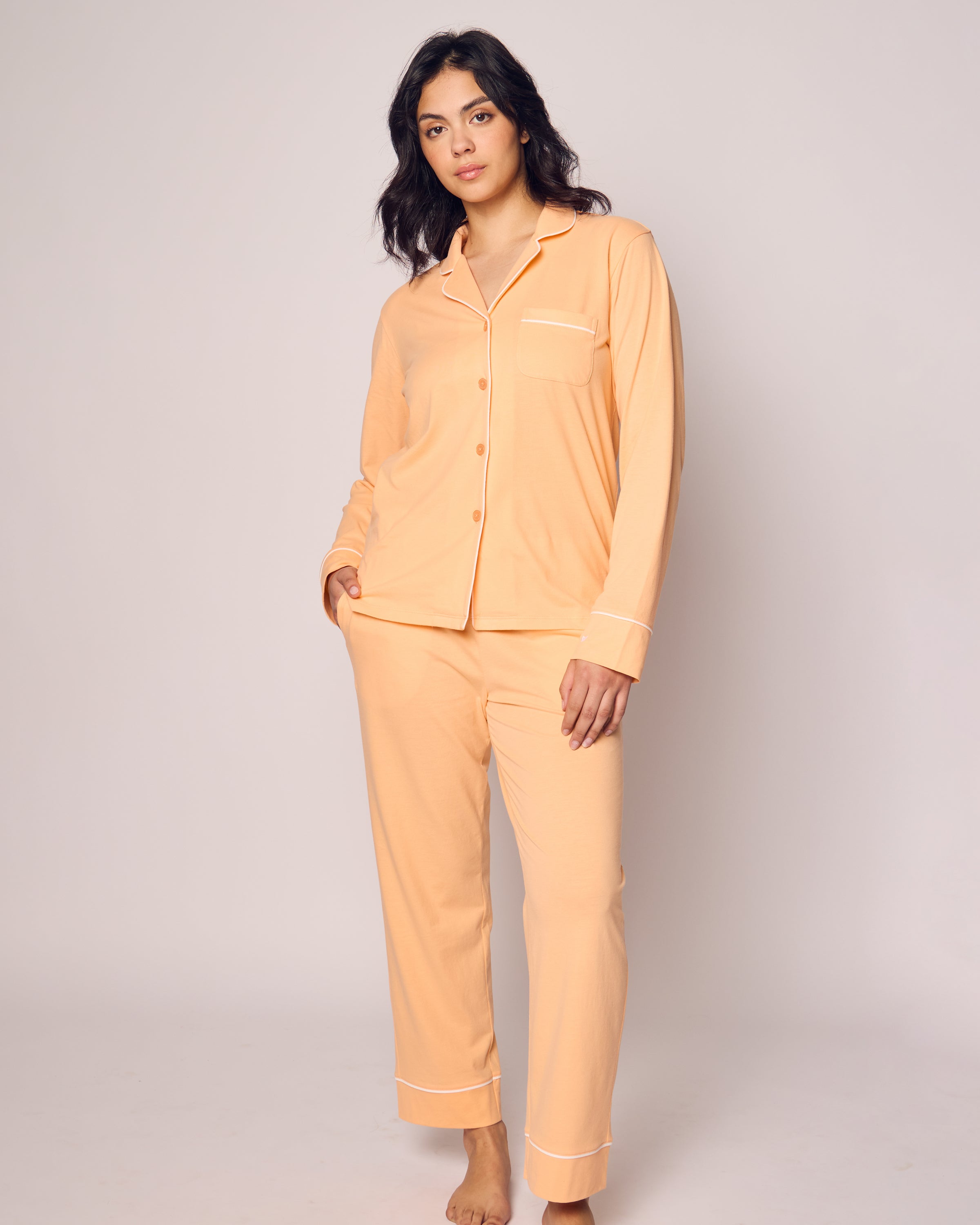 Women's Pima Pajama Set in Peach