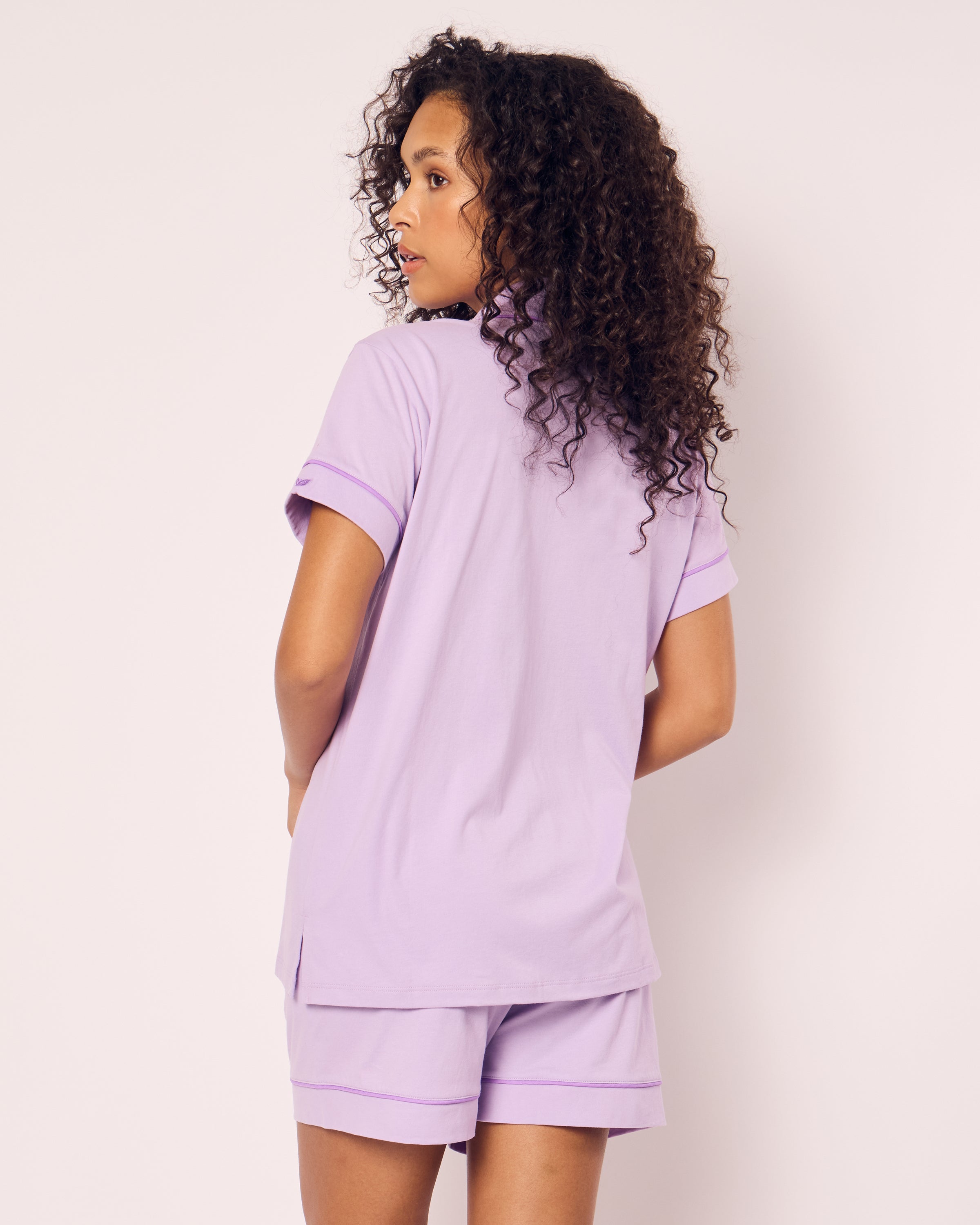 Women's Pima Short Sleeve Short Set in Lavender