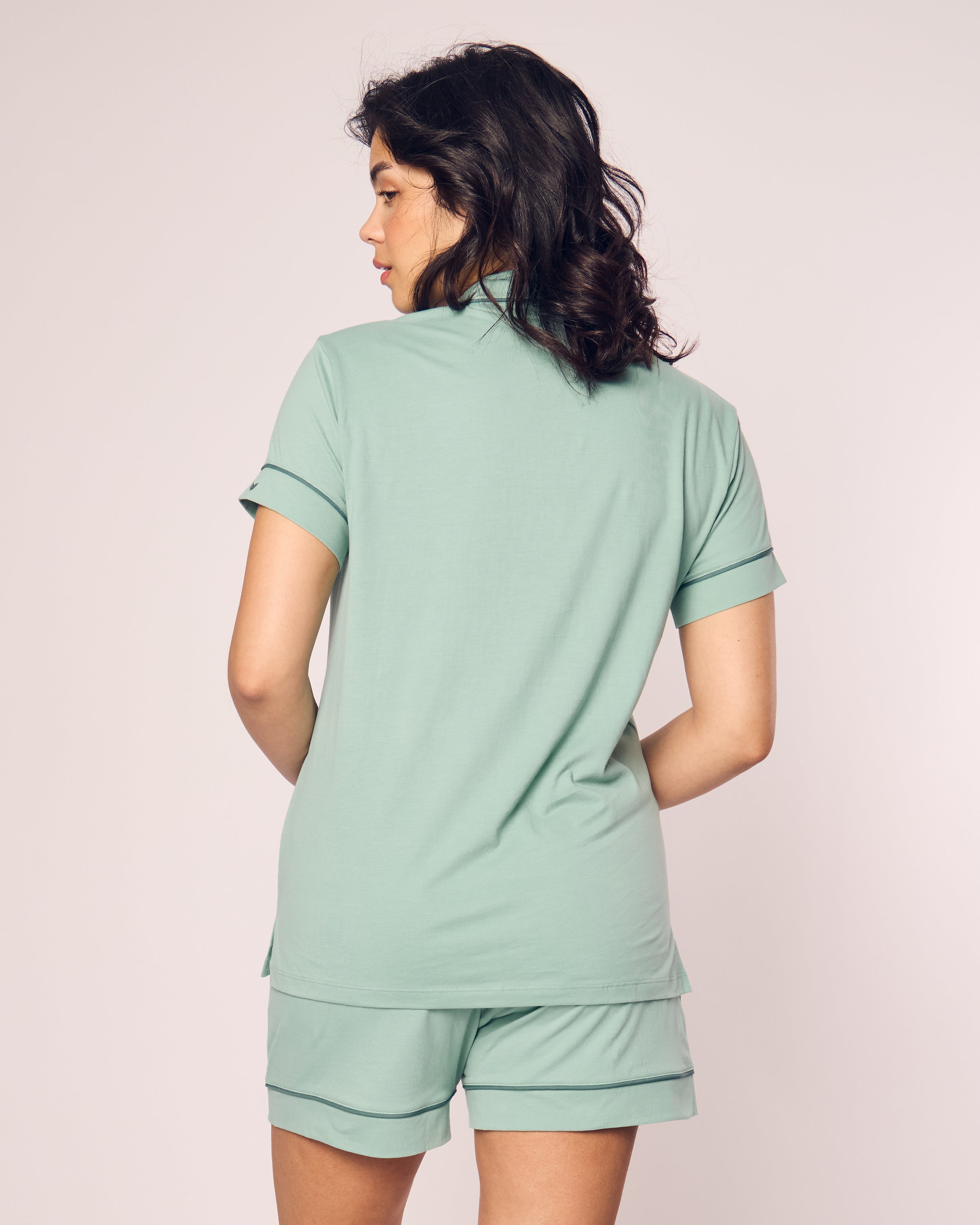 Women's Pima Short Sleeve Short Set in Seaglass