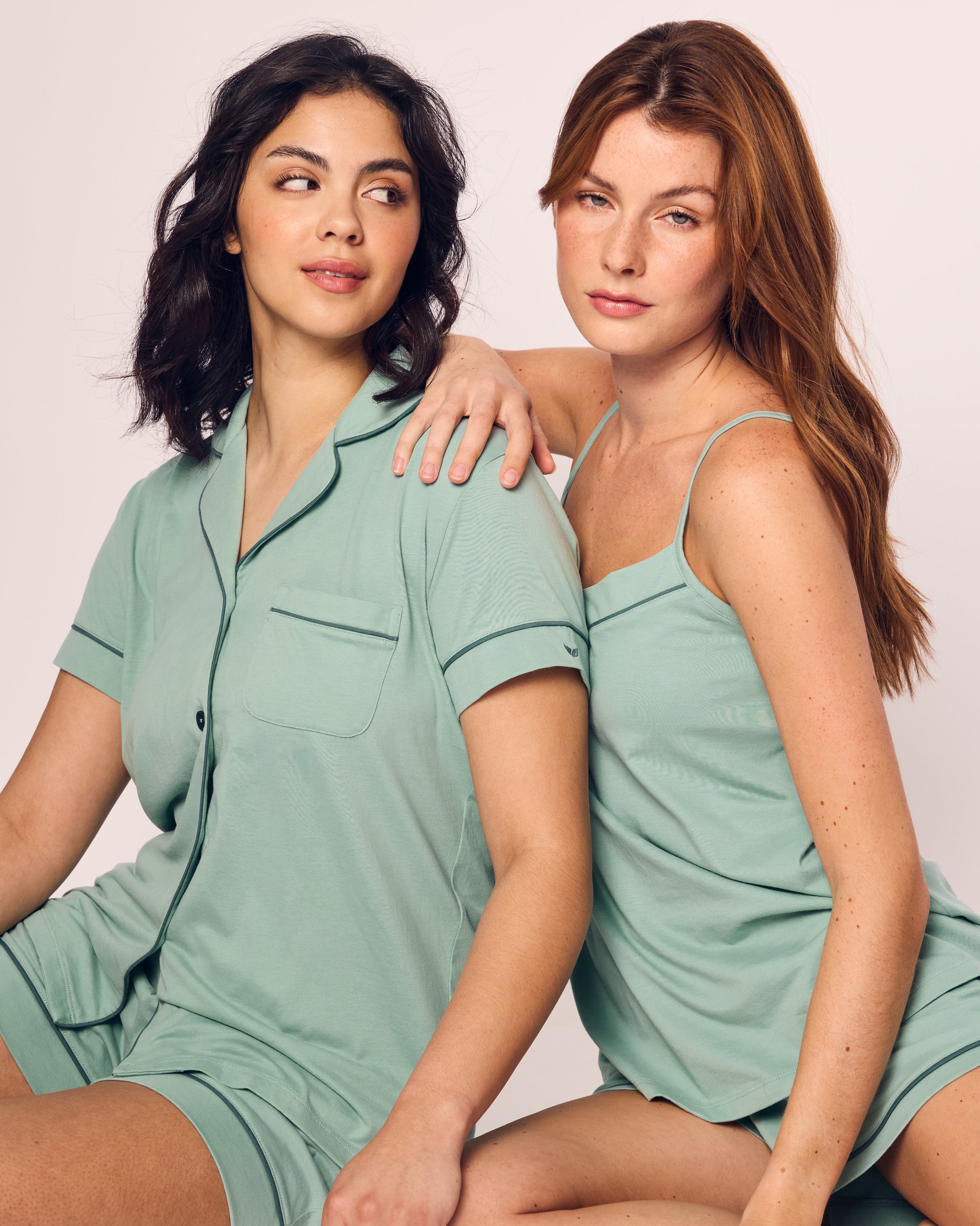 Women's Pima Short Sleeve Short Set in Seaglass