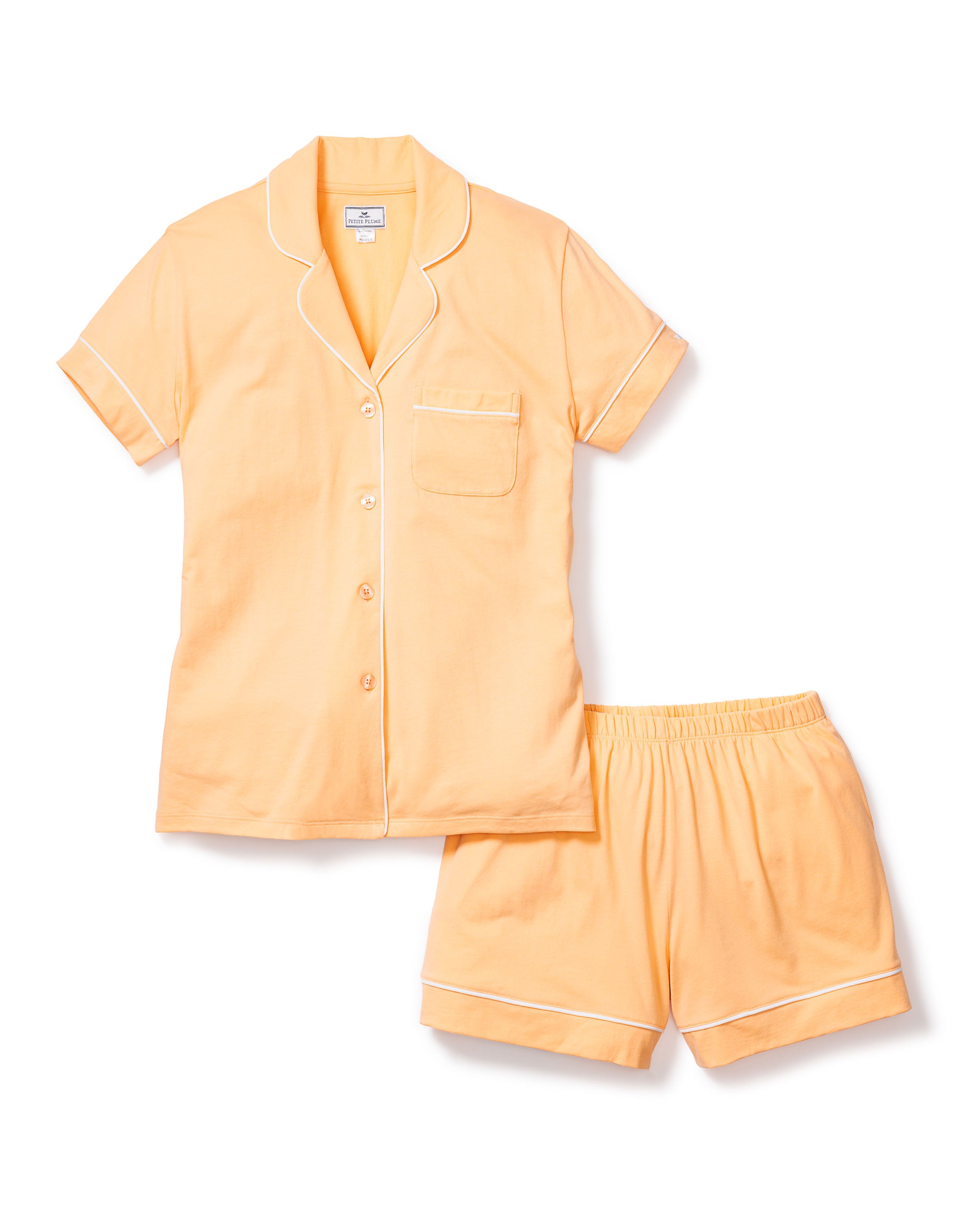 Women's Pima Short Sleeve Short Set in Peach