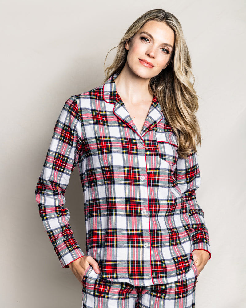 Plus Size 100% Cotton Yarn Dyed Plaid Flannel Pajama Set