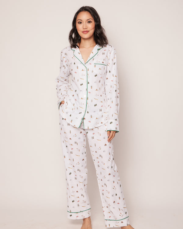 Latuza Women's Petite Flannel Pajama Set Soft Cotton Button Up PJs Set 2X  Blue & White at  Women's Clothing store