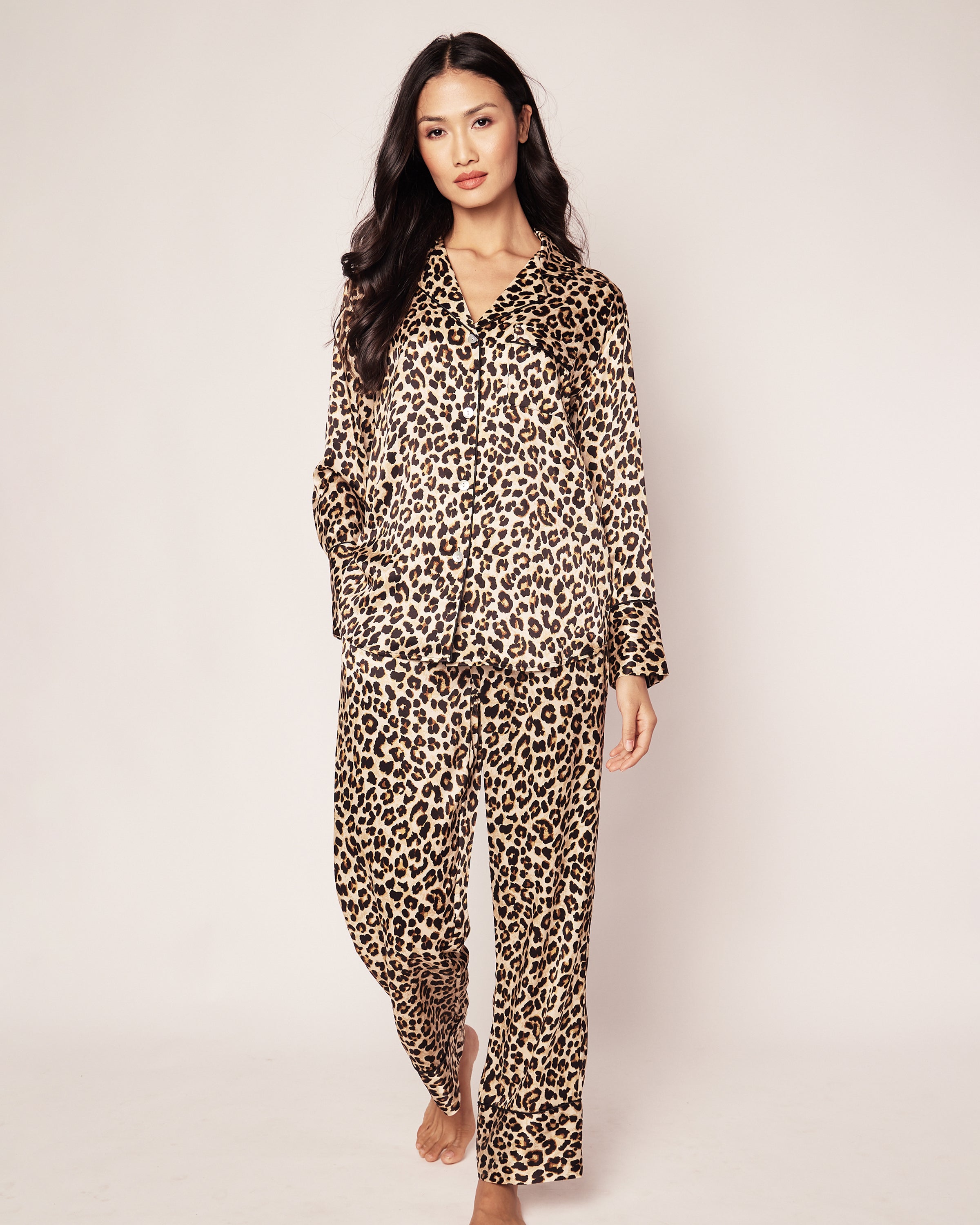 Veronica Beard x Petite Plume Women's Silk Pajama Set in Leopard