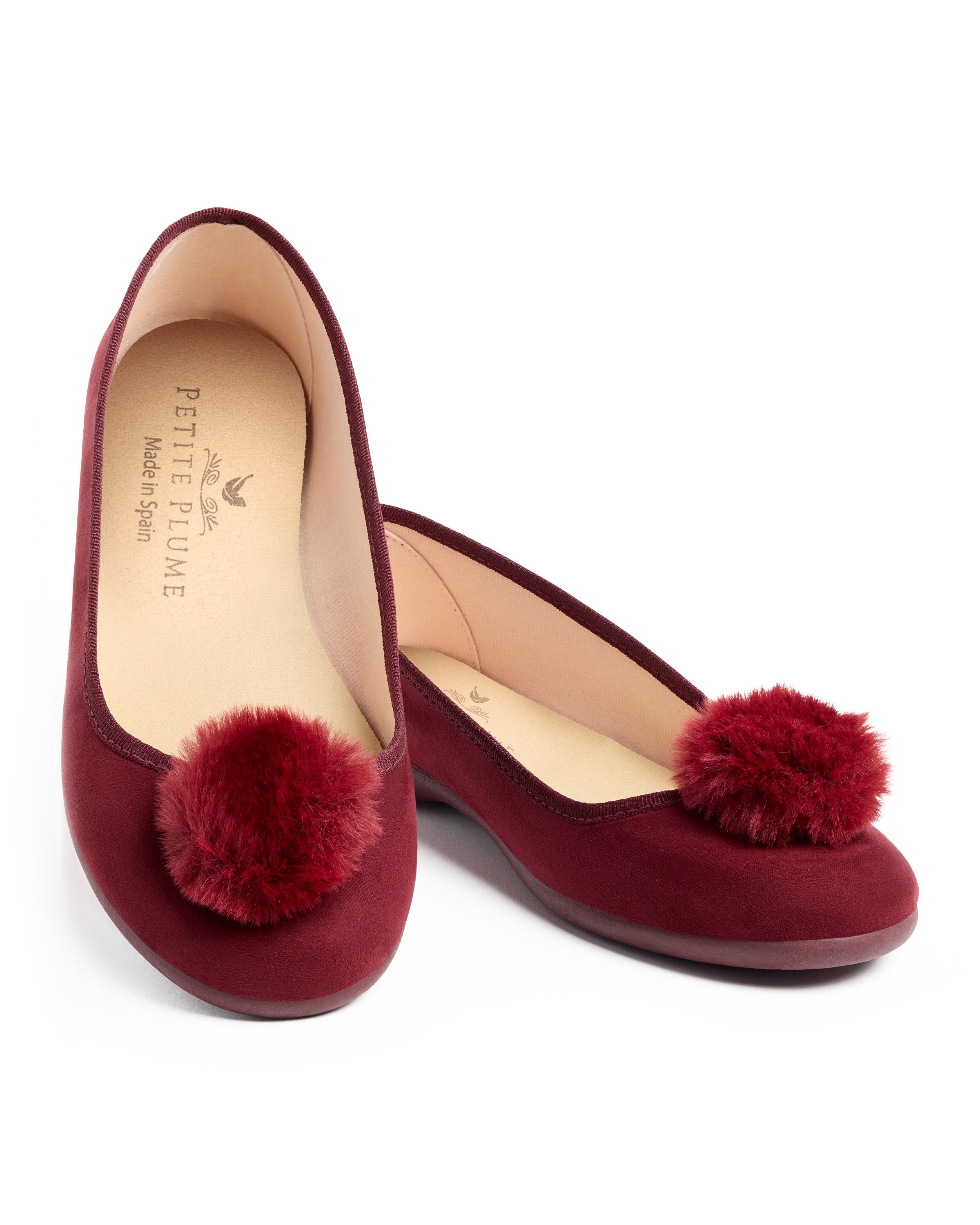 Women's Juliette Slipper in Bordeaux Suede with Pom