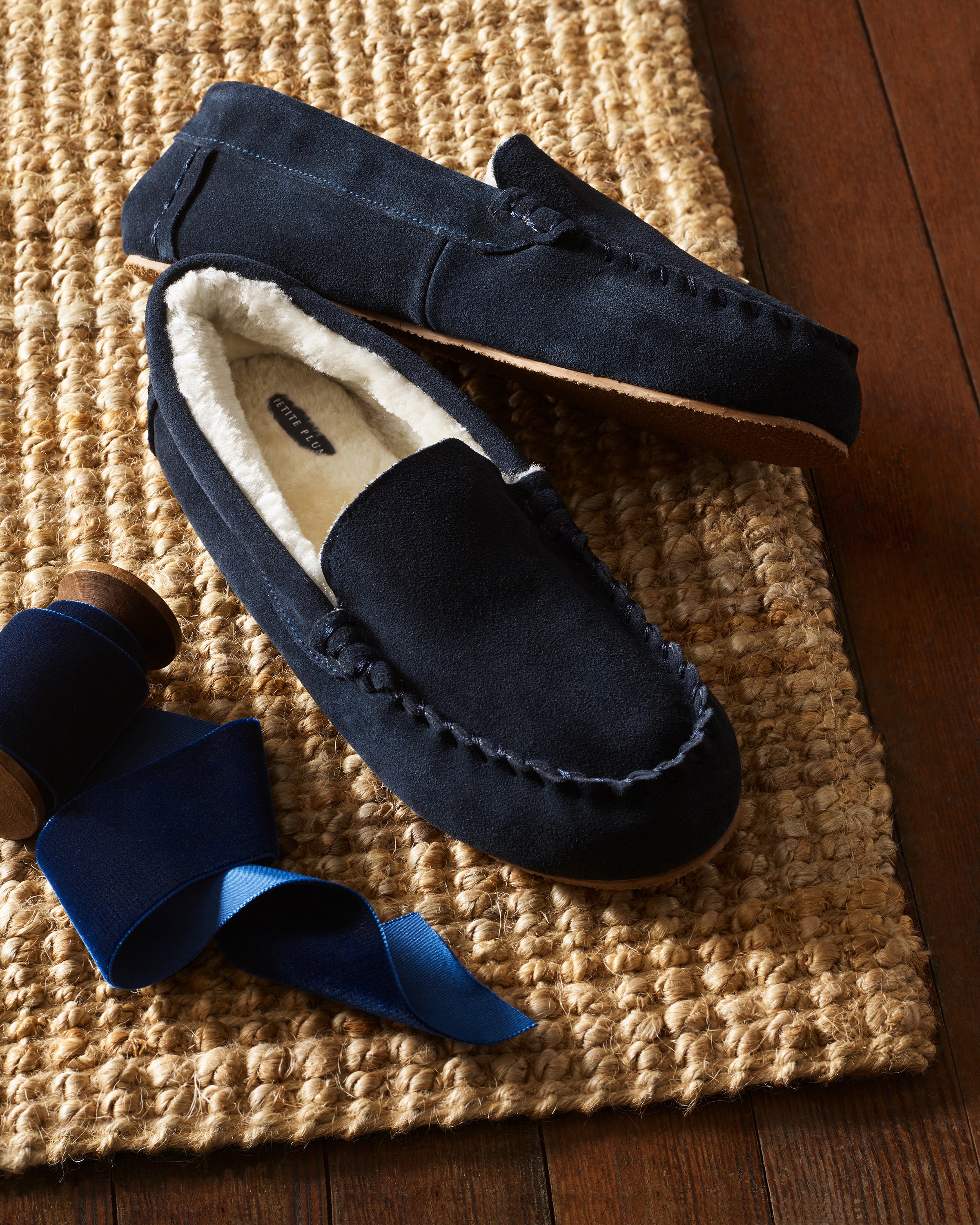 Men's Suede Slippers in Navy