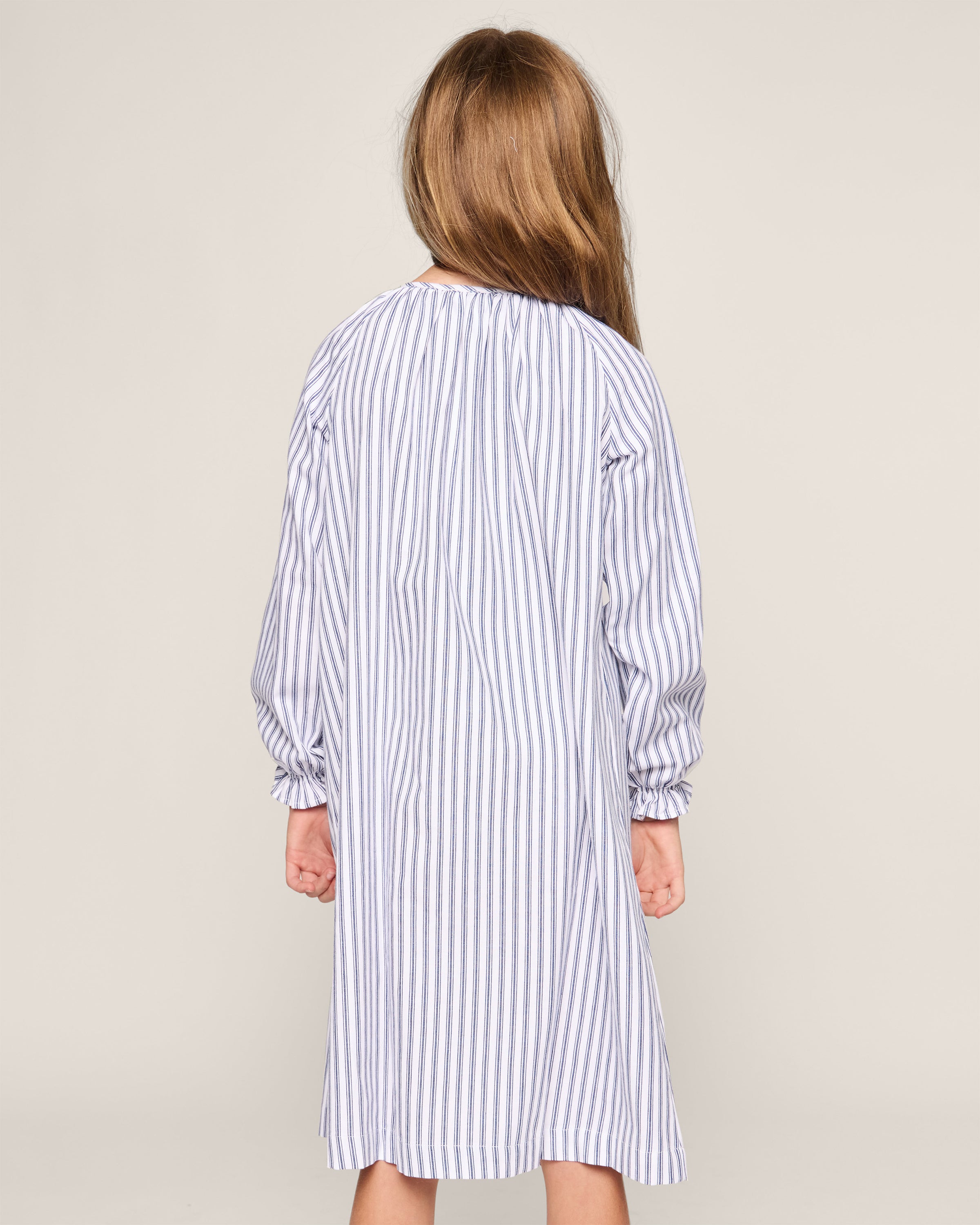 Girl's Twill Delphine Nightgown in Navy French Ticking