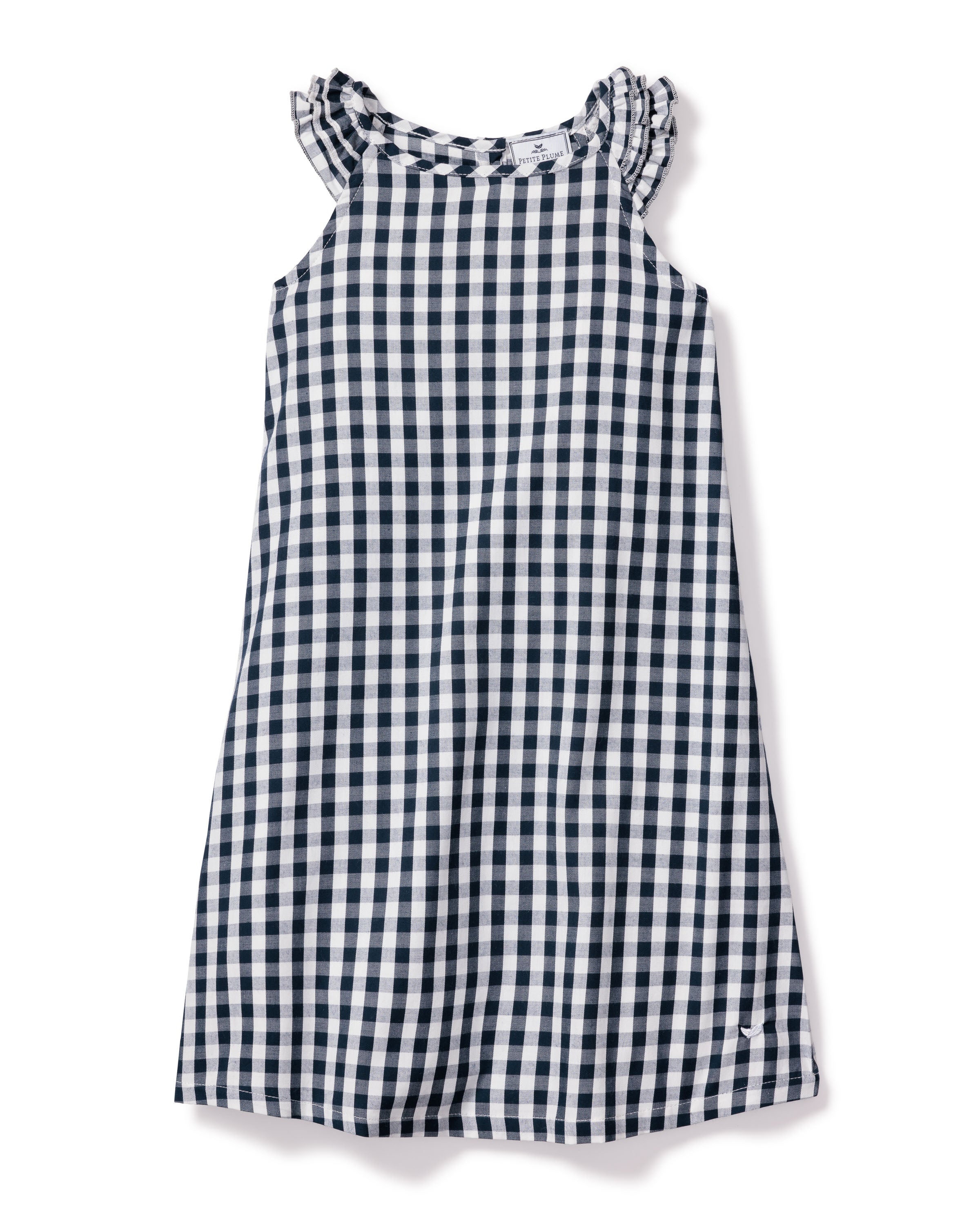 Girl's Twill Amelie Nightgown in Navy Gingham