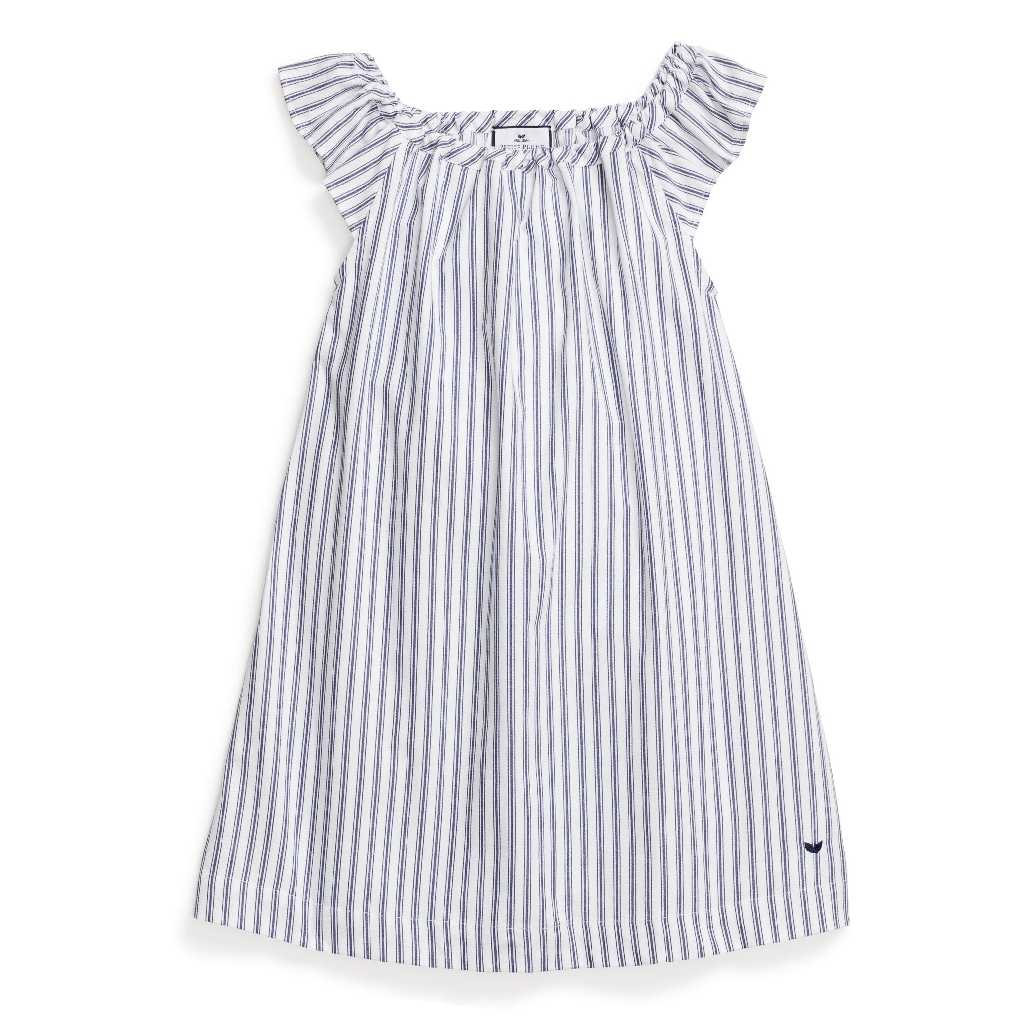 Girl's Twill Isabelle Nightgown in Navy French Ticking