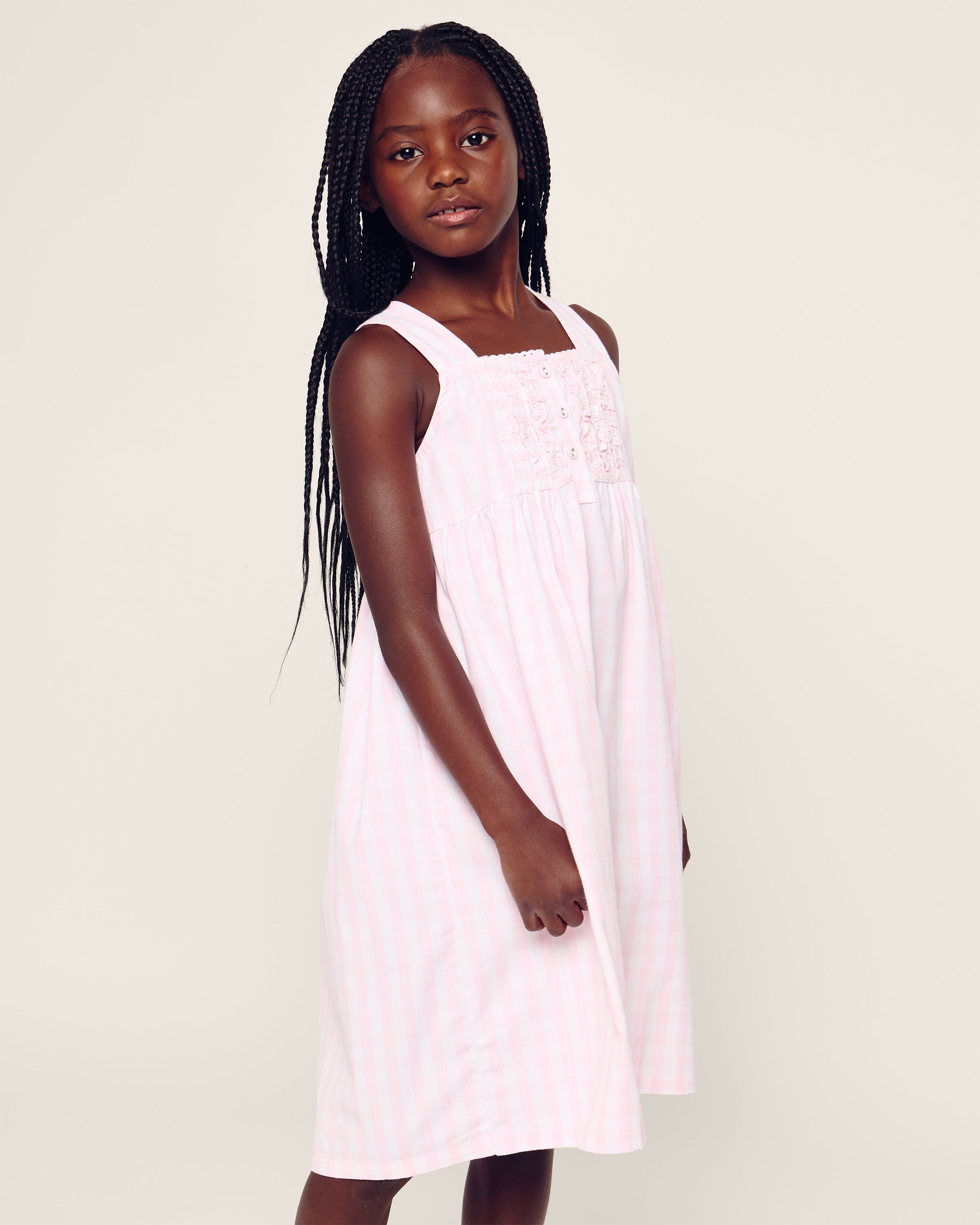 Girl's Twill Charlotte Nightgown in Pink Gingham