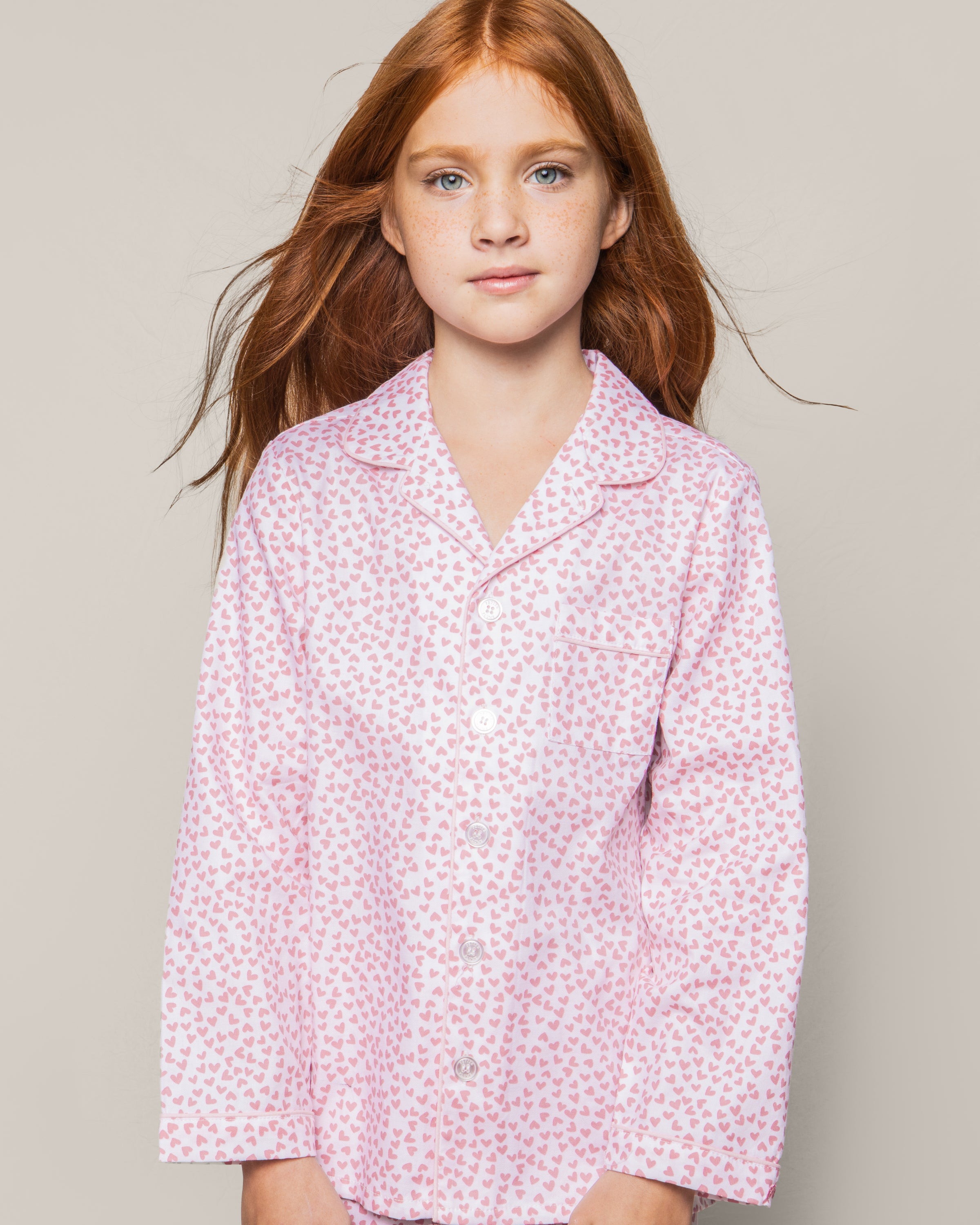 Kid's Twill Pajama Set in Sweethearts