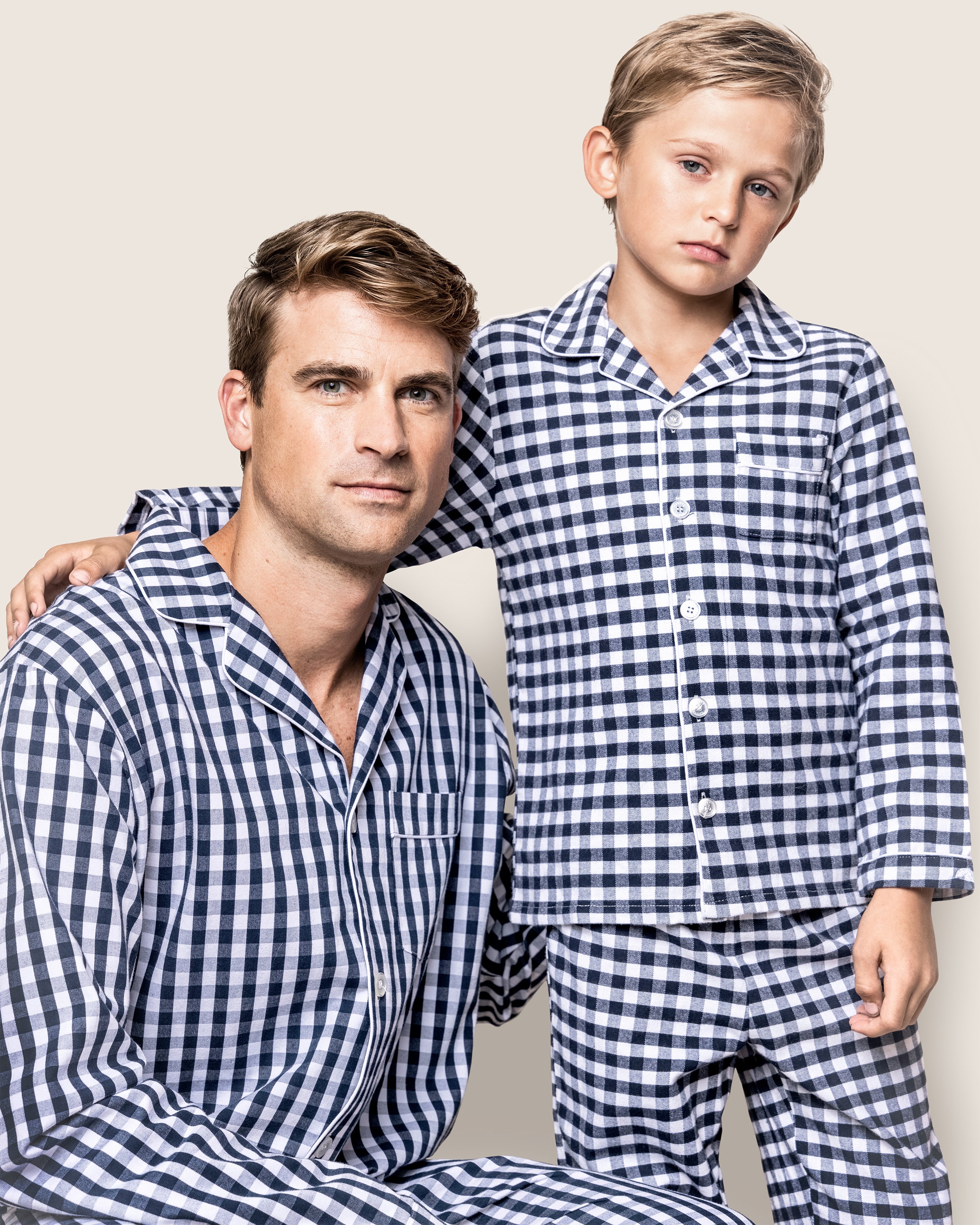 Kid's Twill Pajama Set in Navy Gingham