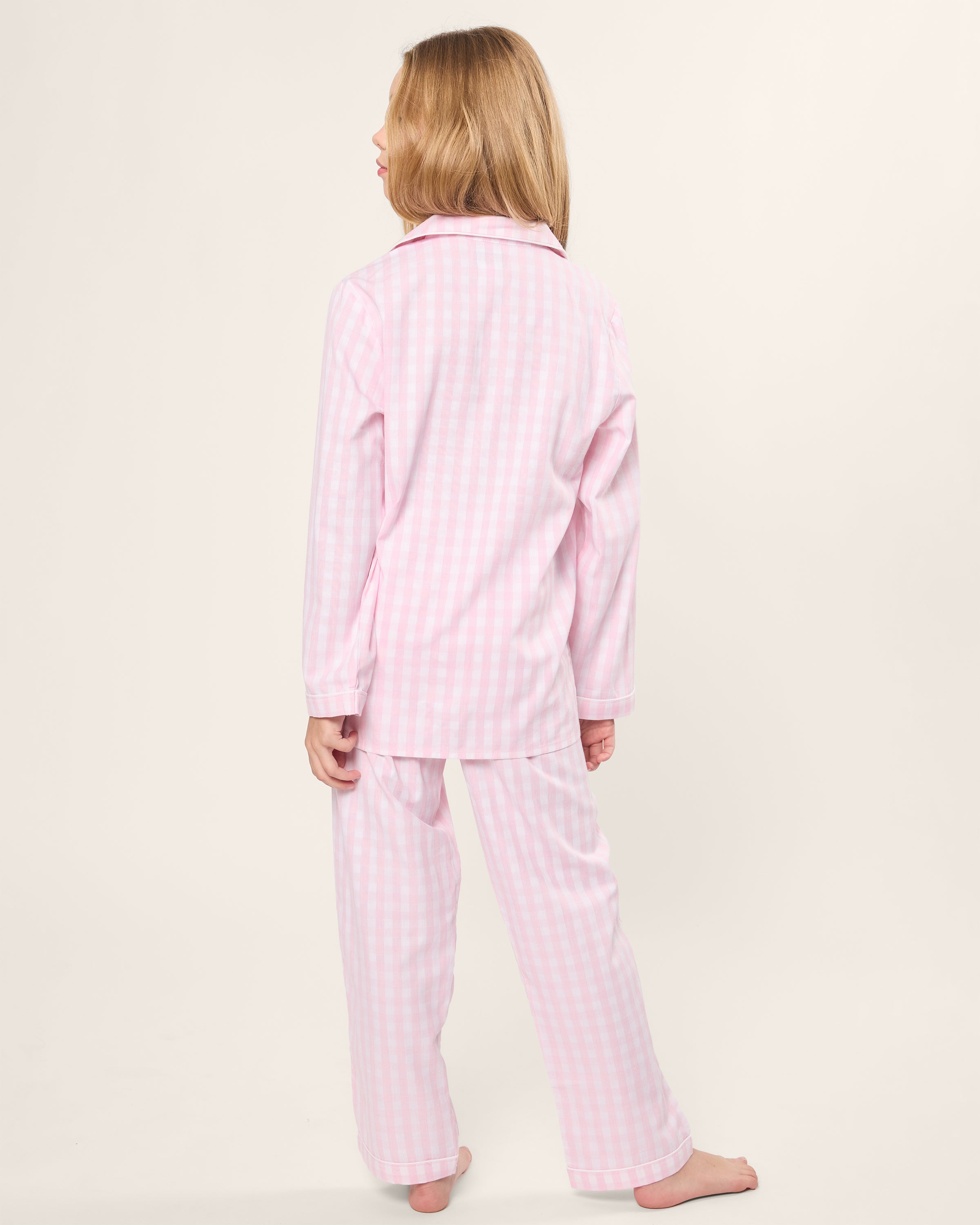 Kid's Twill Pajama Set in Pink Gingham