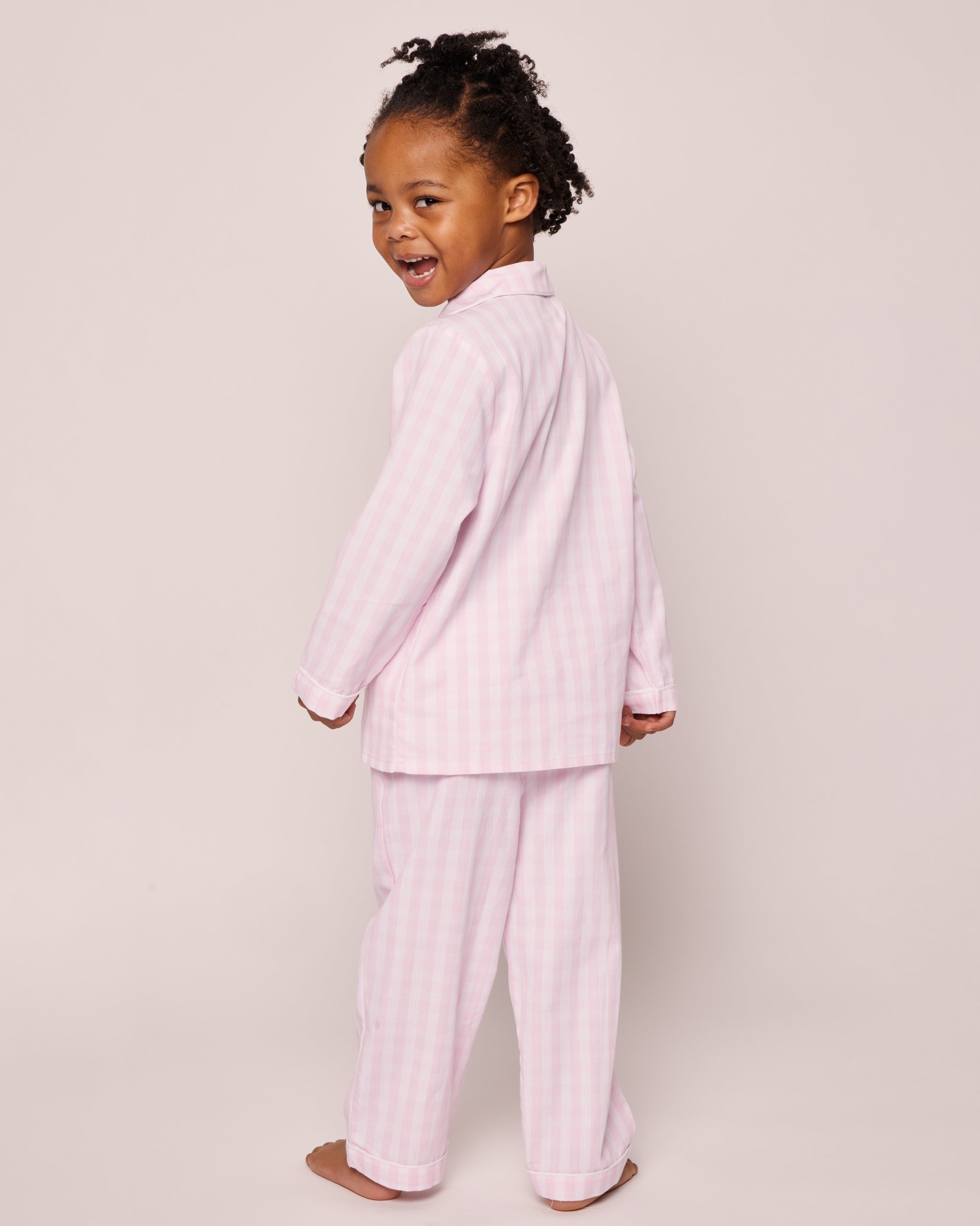 Kid's Twill Pajama Set in Pink Gingham