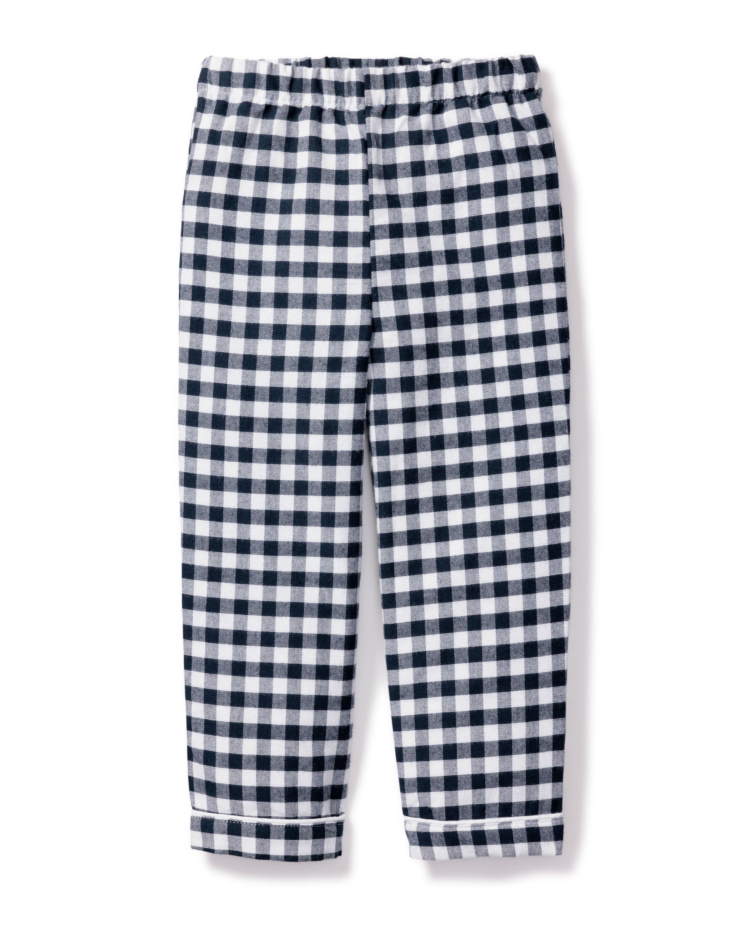 Kid's Twill Pajama Pants in Navy Gingham