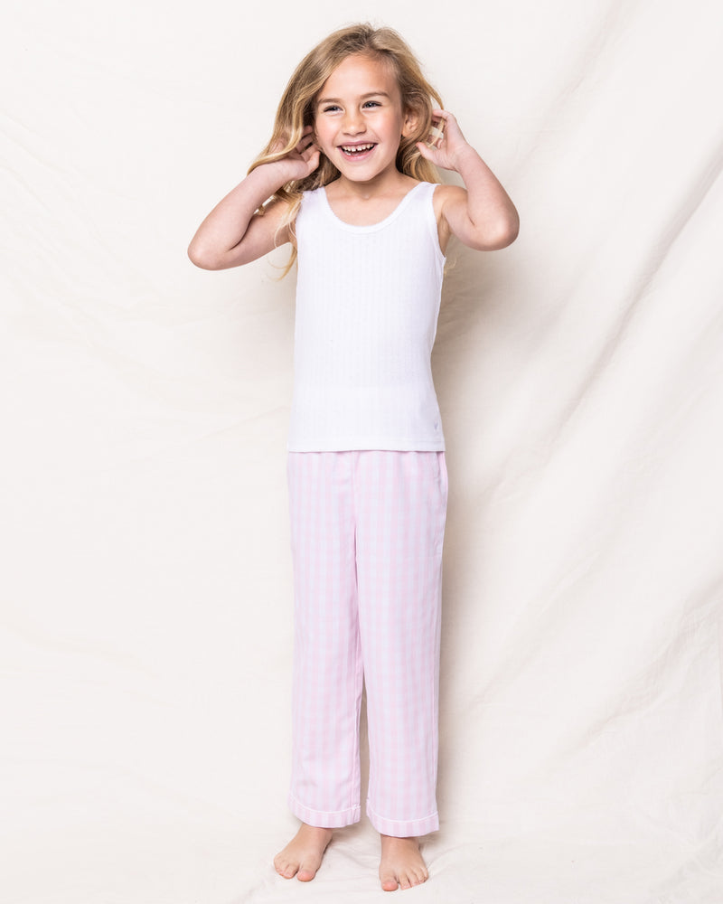 Petite Plume L31215 Gingham Two-Piece Pink Plaid Pajama Set Girls