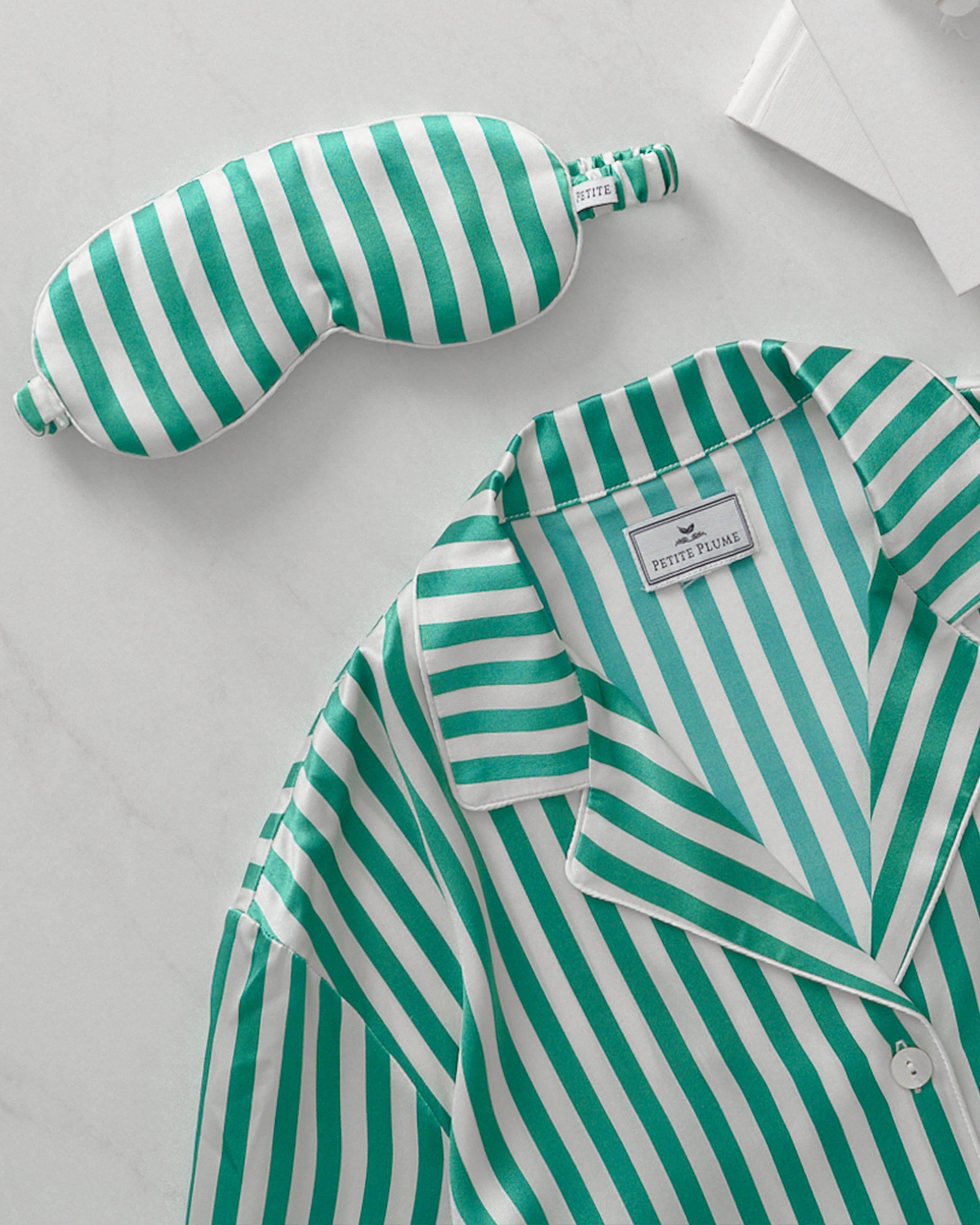 Women's Silk Nightshirt in Green Stripe