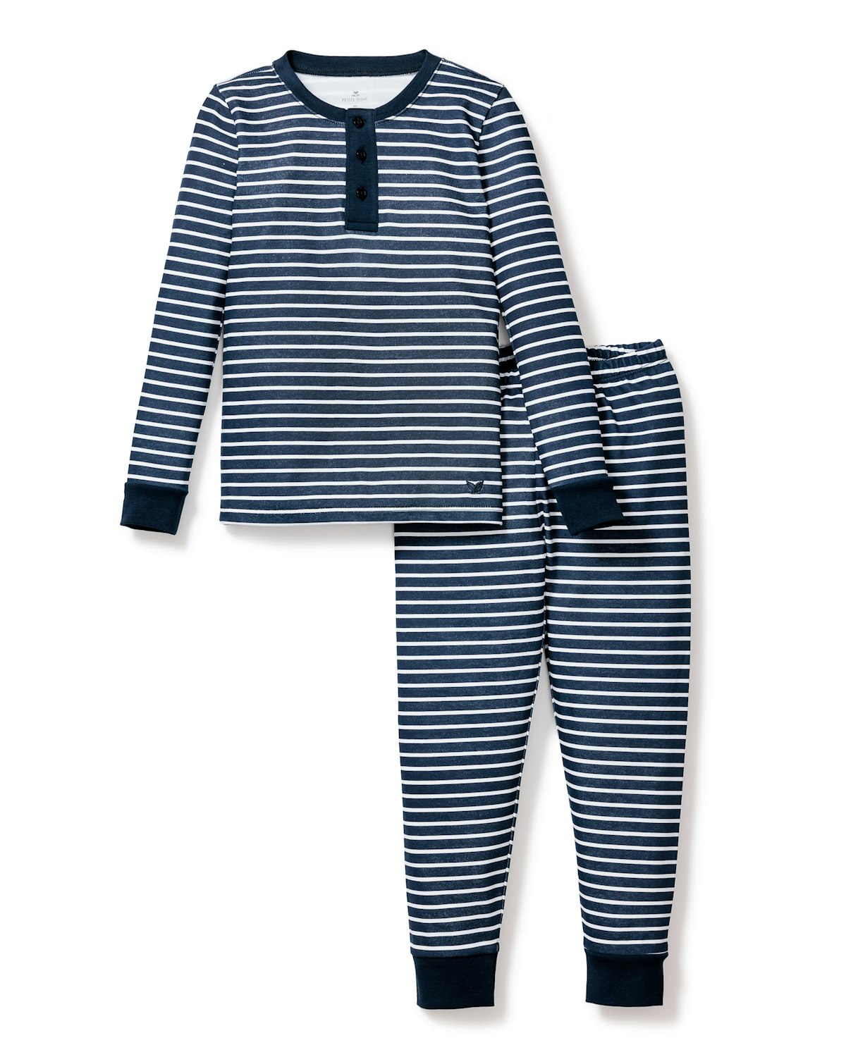 Kid's Pima Snug Fit Pajama Set in Navy Stripe