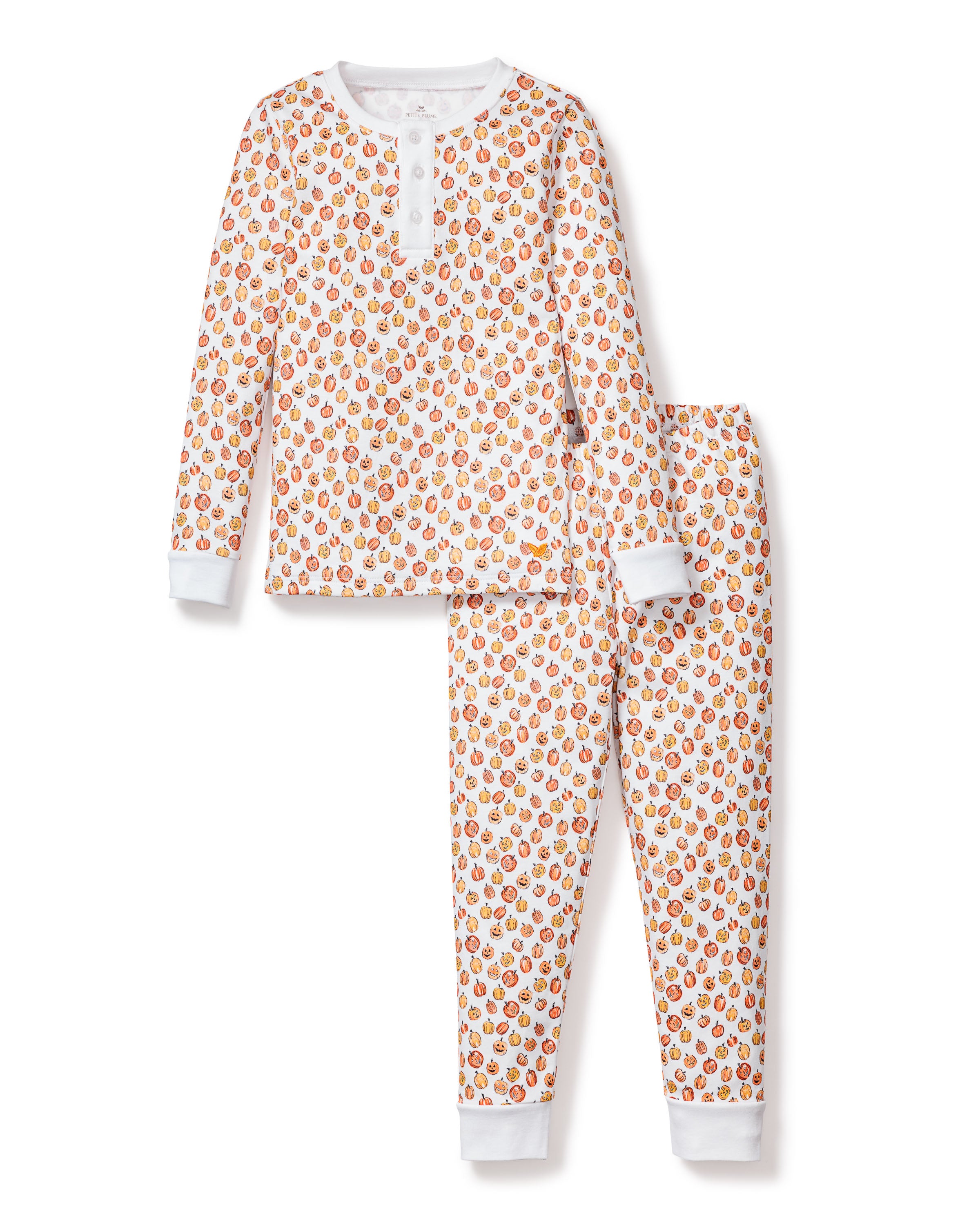 Kid's Pima Snug Fit Pajama Set in Pumpkin Patch