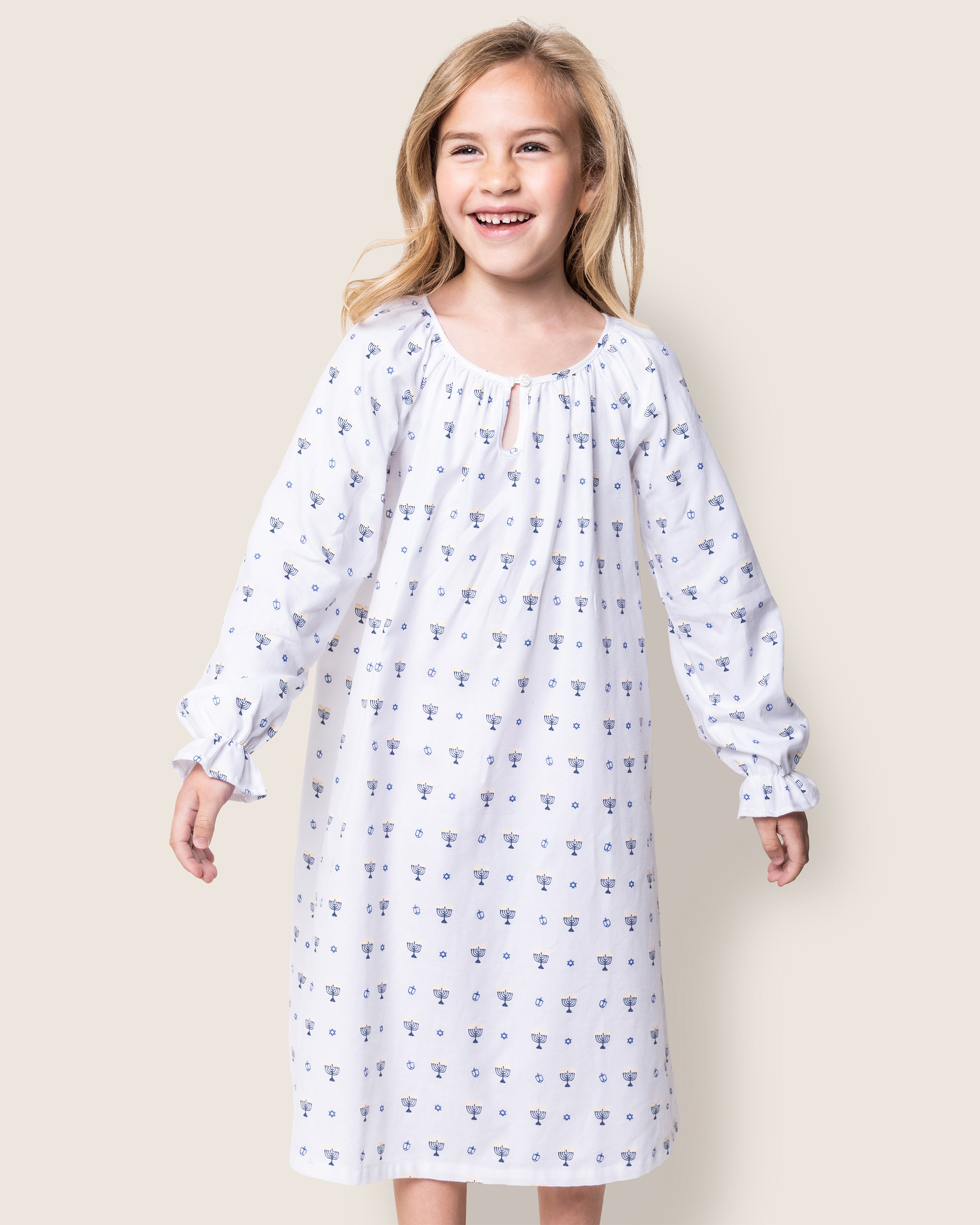 Girl's Twill Delphine Nightgown in Happy Hanukkah