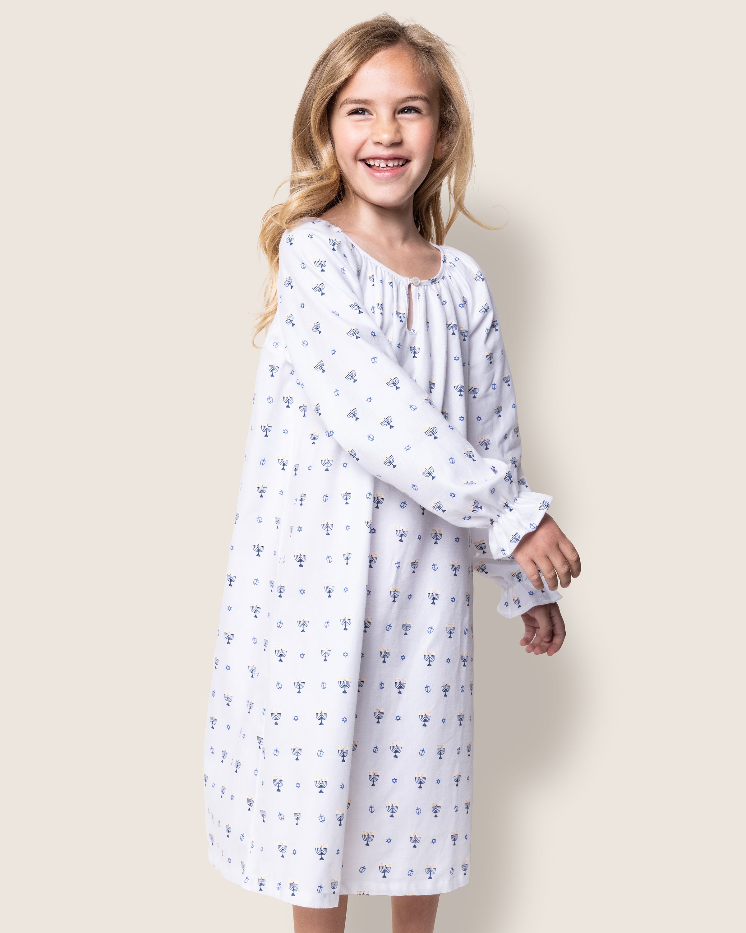 Girl's Twill Delphine Nightgown in Happy Hanukkah