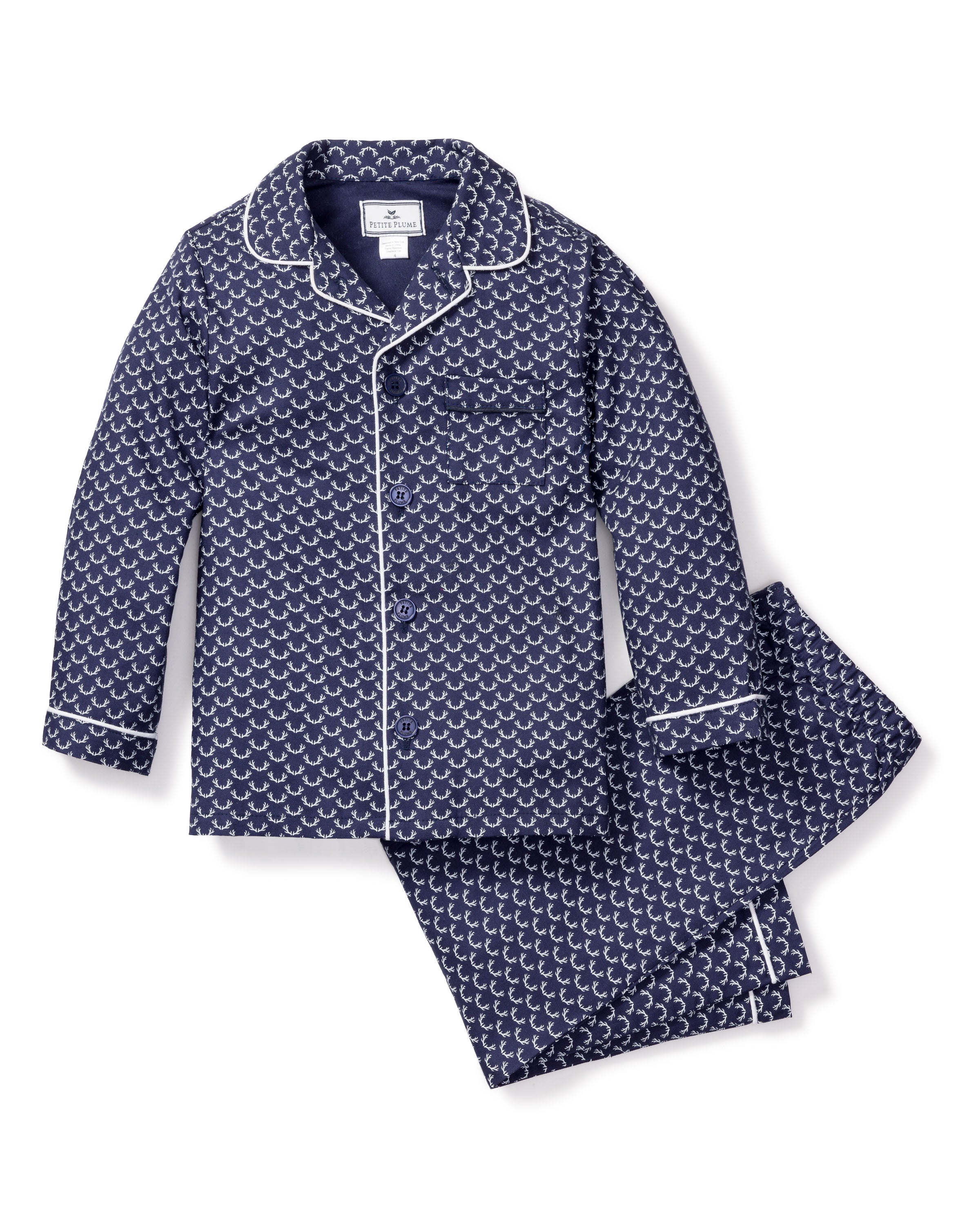 Kid's Twill Pajama Set in Nordic Antlers