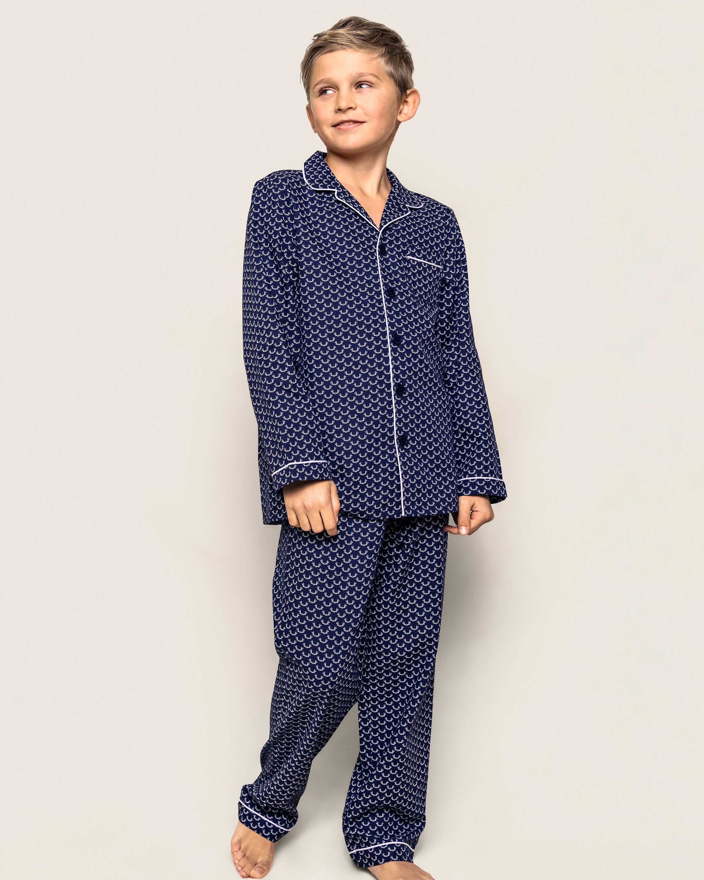 Kid's Twill Pajama Set in Nordic Antlers