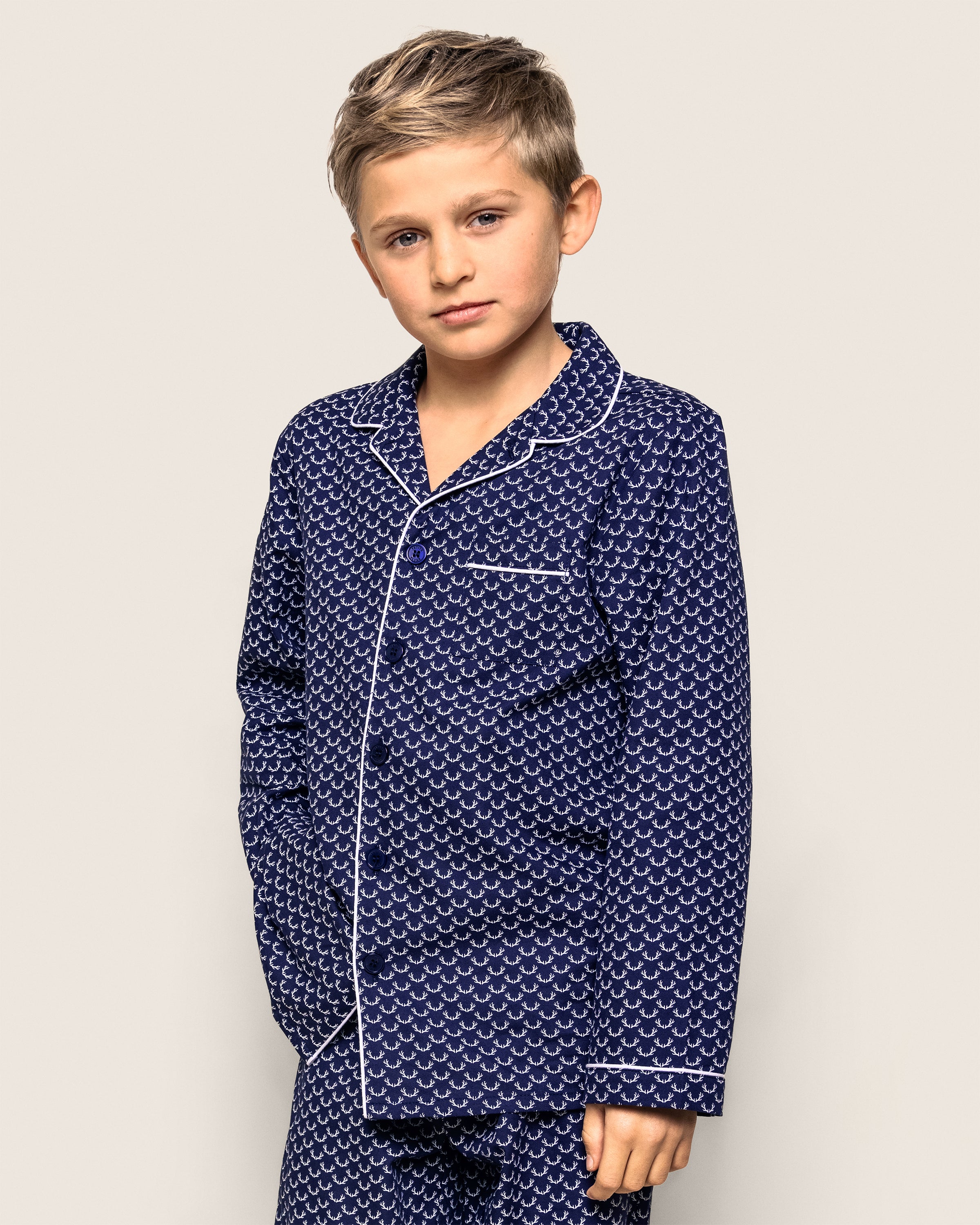 Kid's Twill Pajama Set in Nordic Antlers