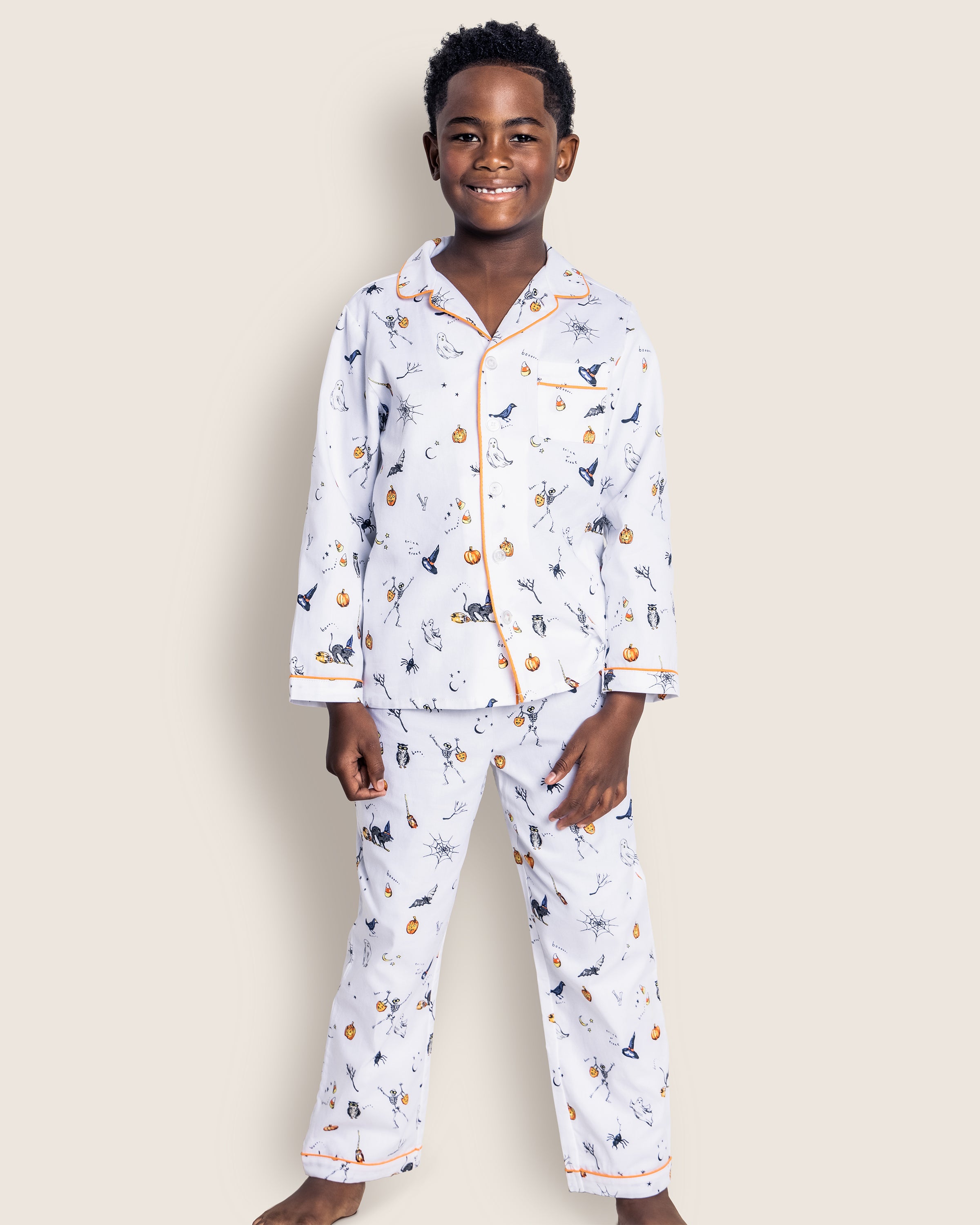 Kid's Twill Pajama Set in Trick or Treat