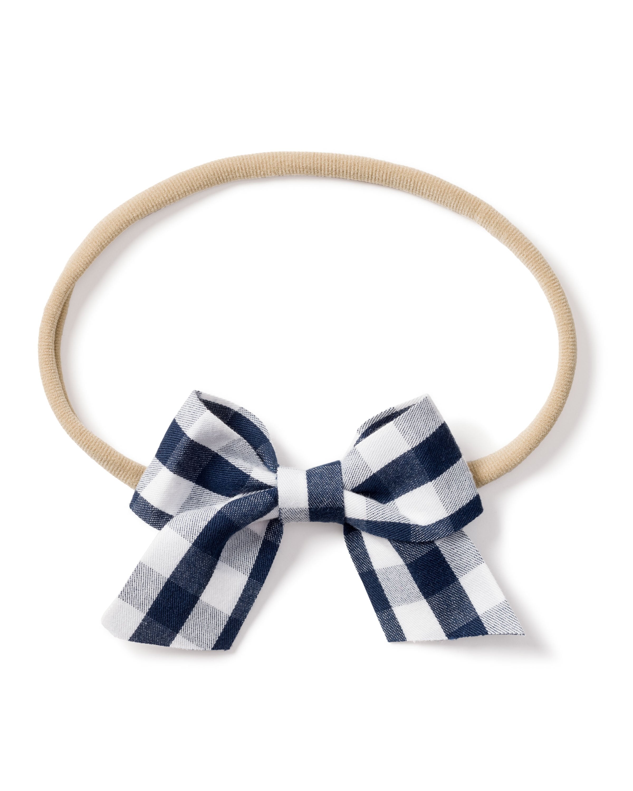 Baby Elastic Navy Gingham Hair Bow