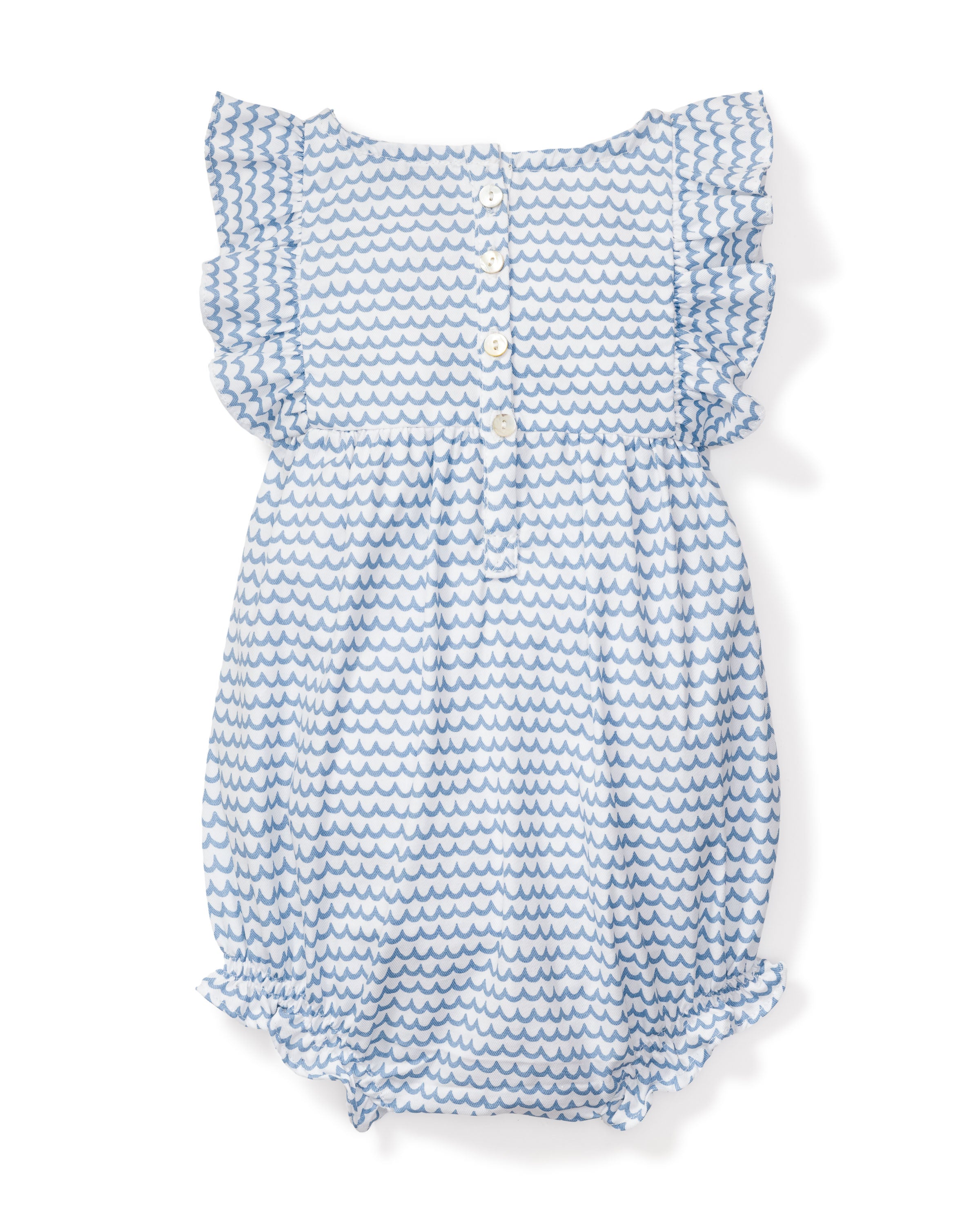 Baby's Twill Ruffled Romper in La Mer