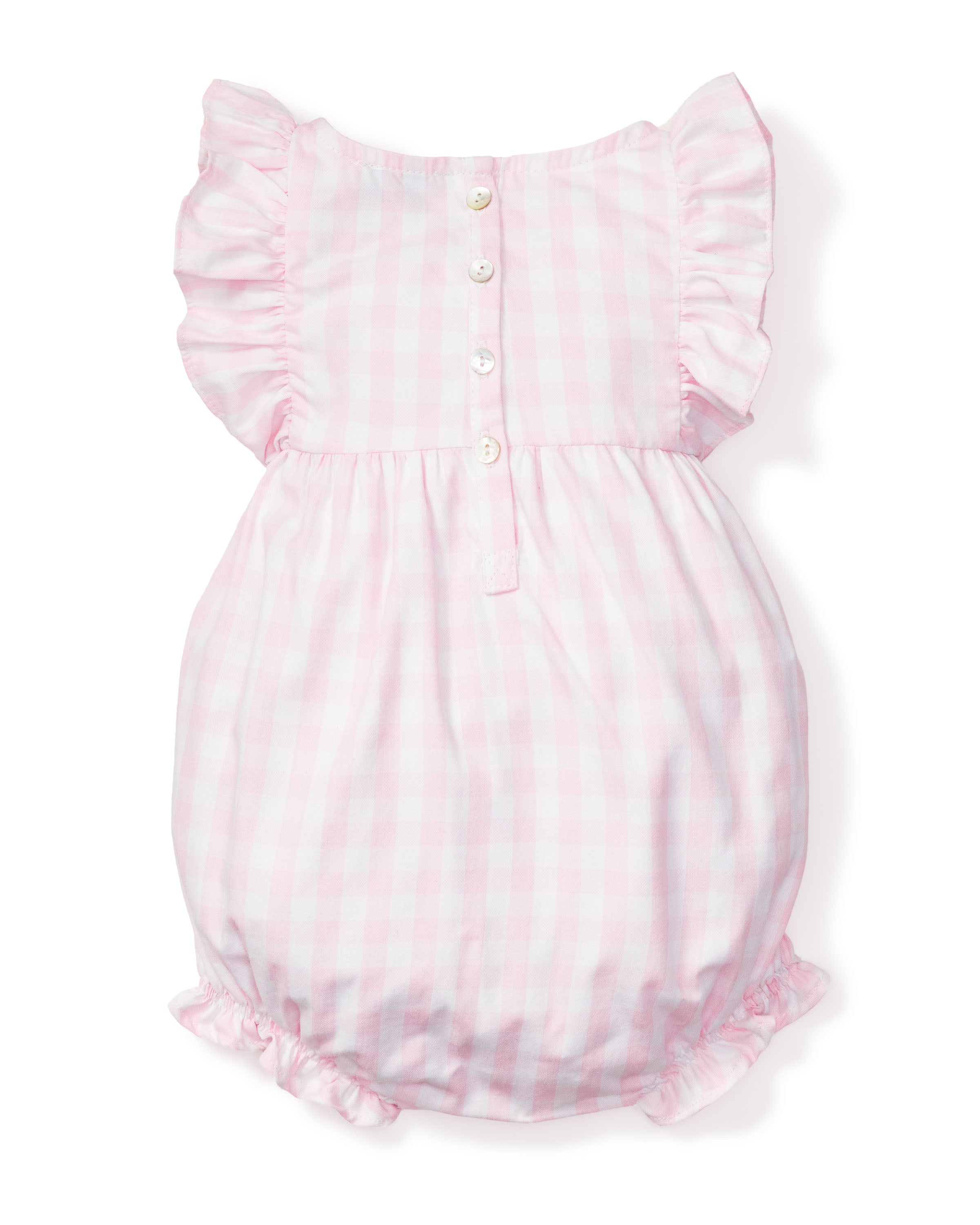 Baby's Twill Ruffled Romper in Pink Gingham