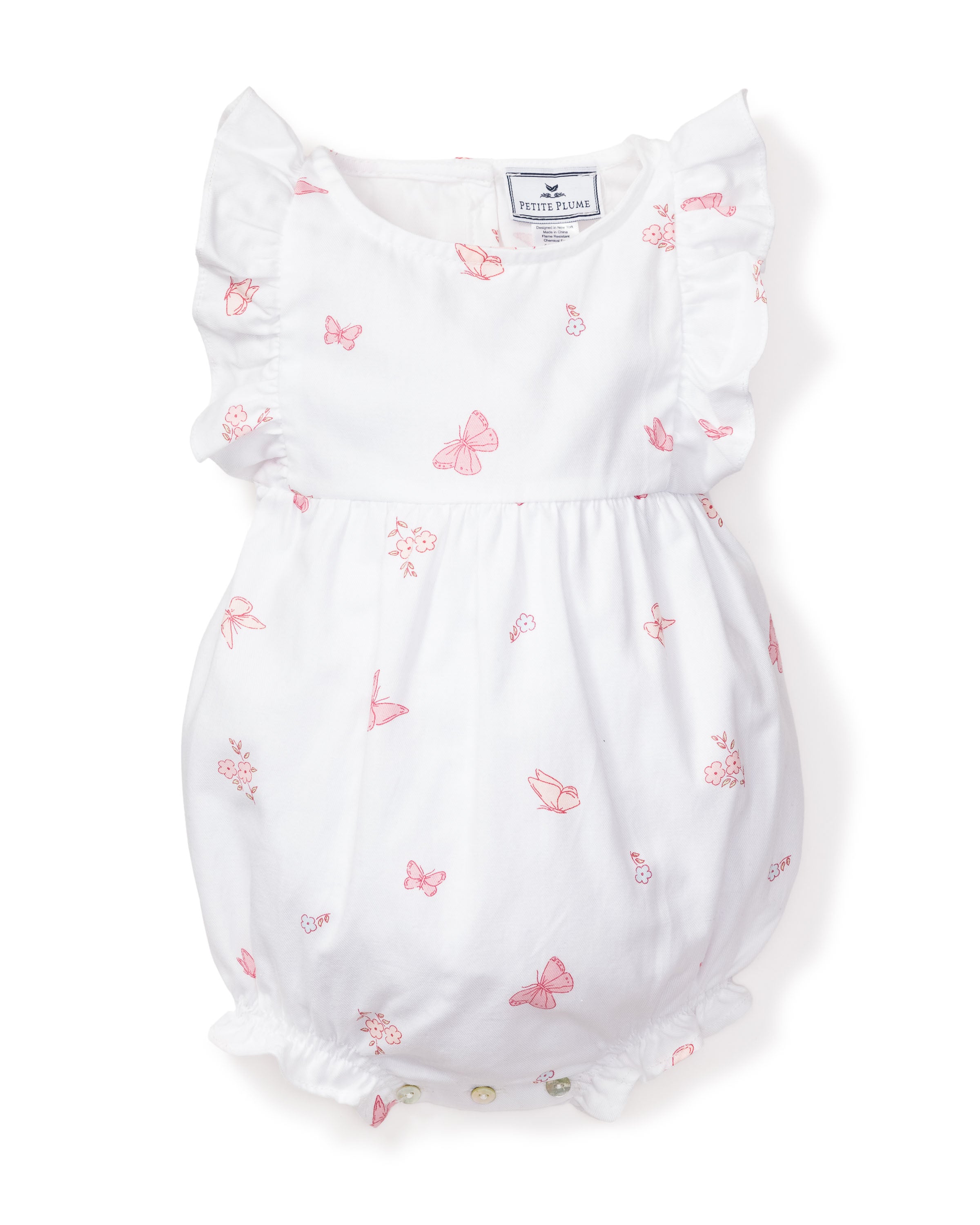 Baby's Twill Ruffled Romper in Butterflies