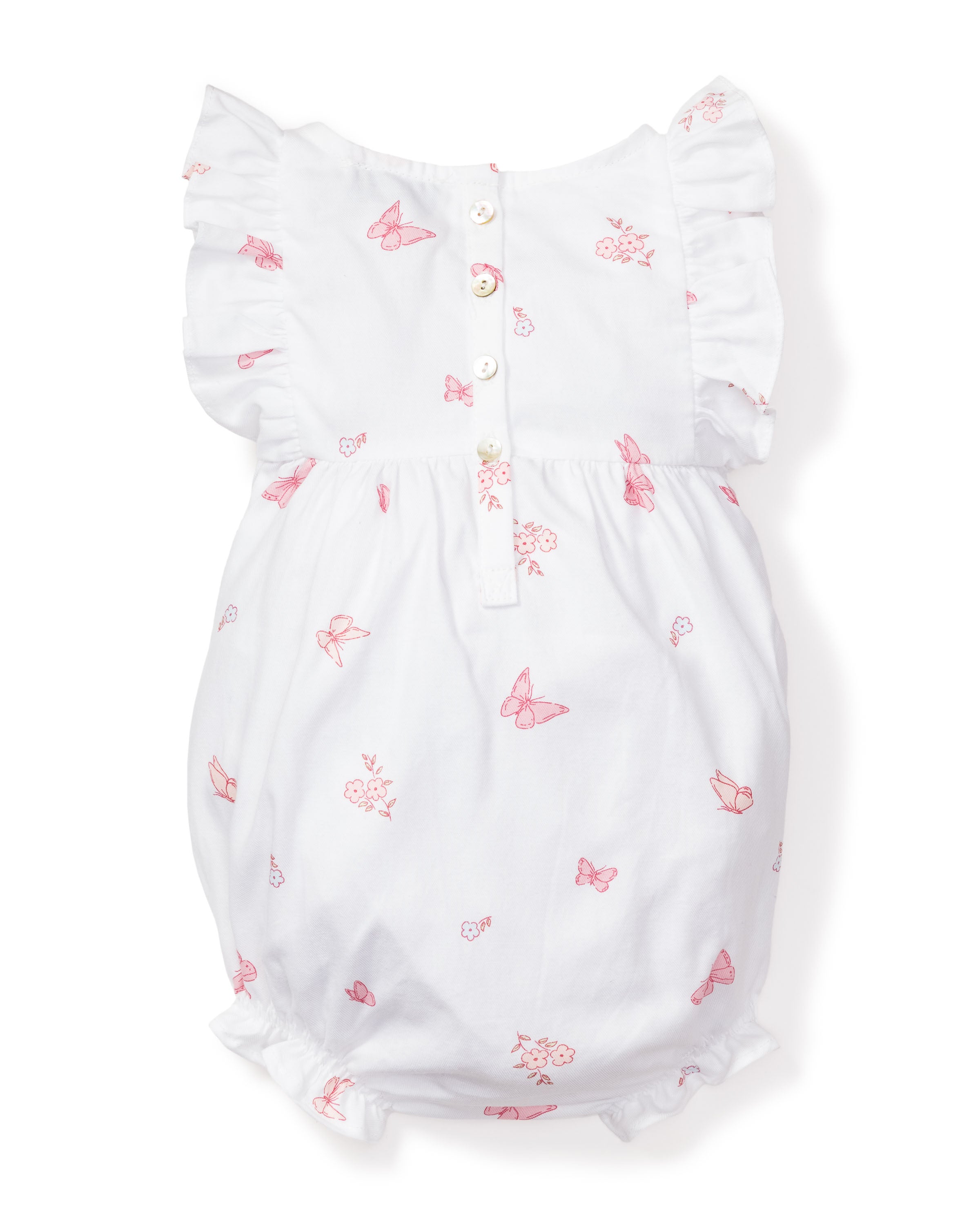 Baby's Twill Ruffled Romper in Butterflies