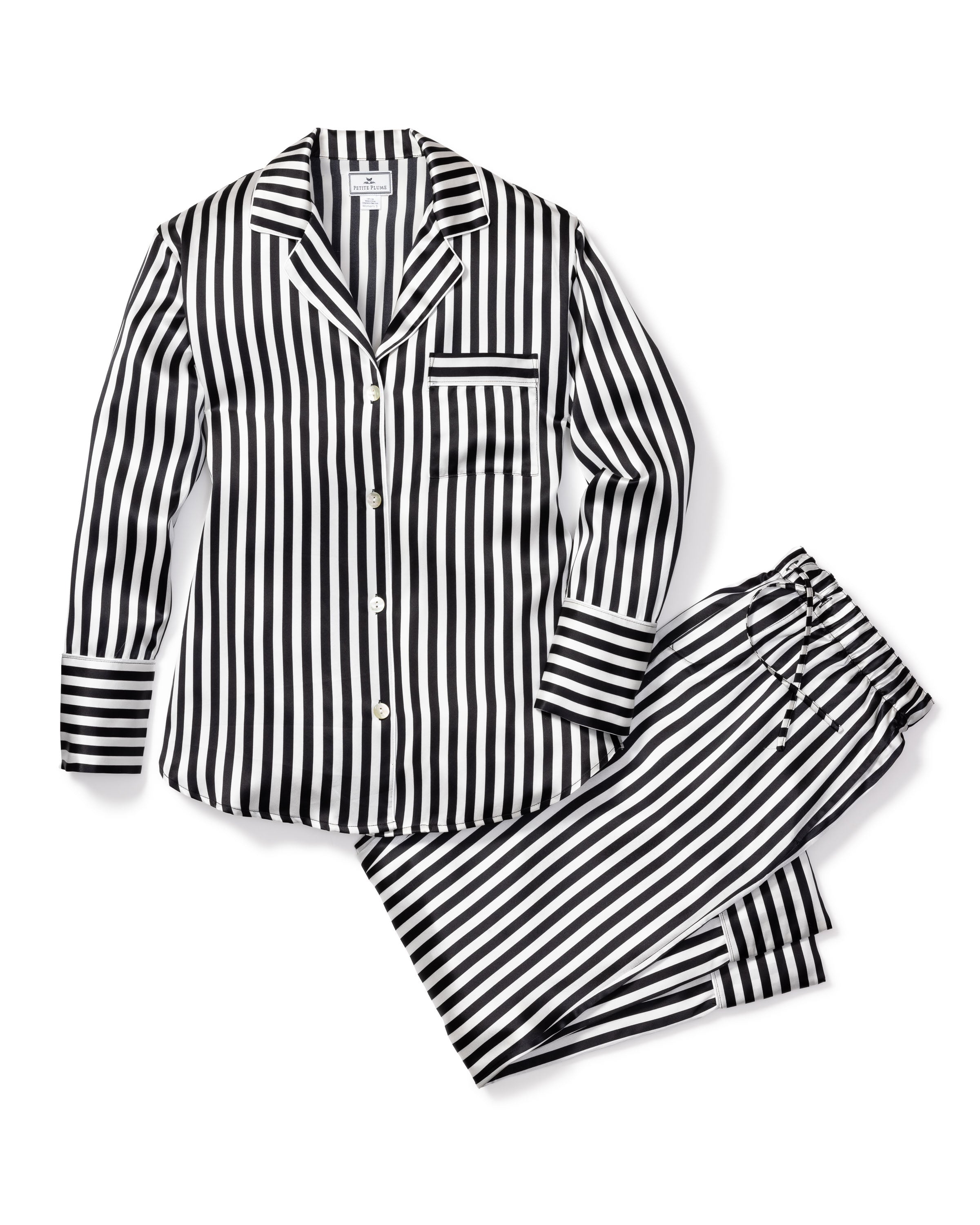 Striped Satin Pajama Set With Mask