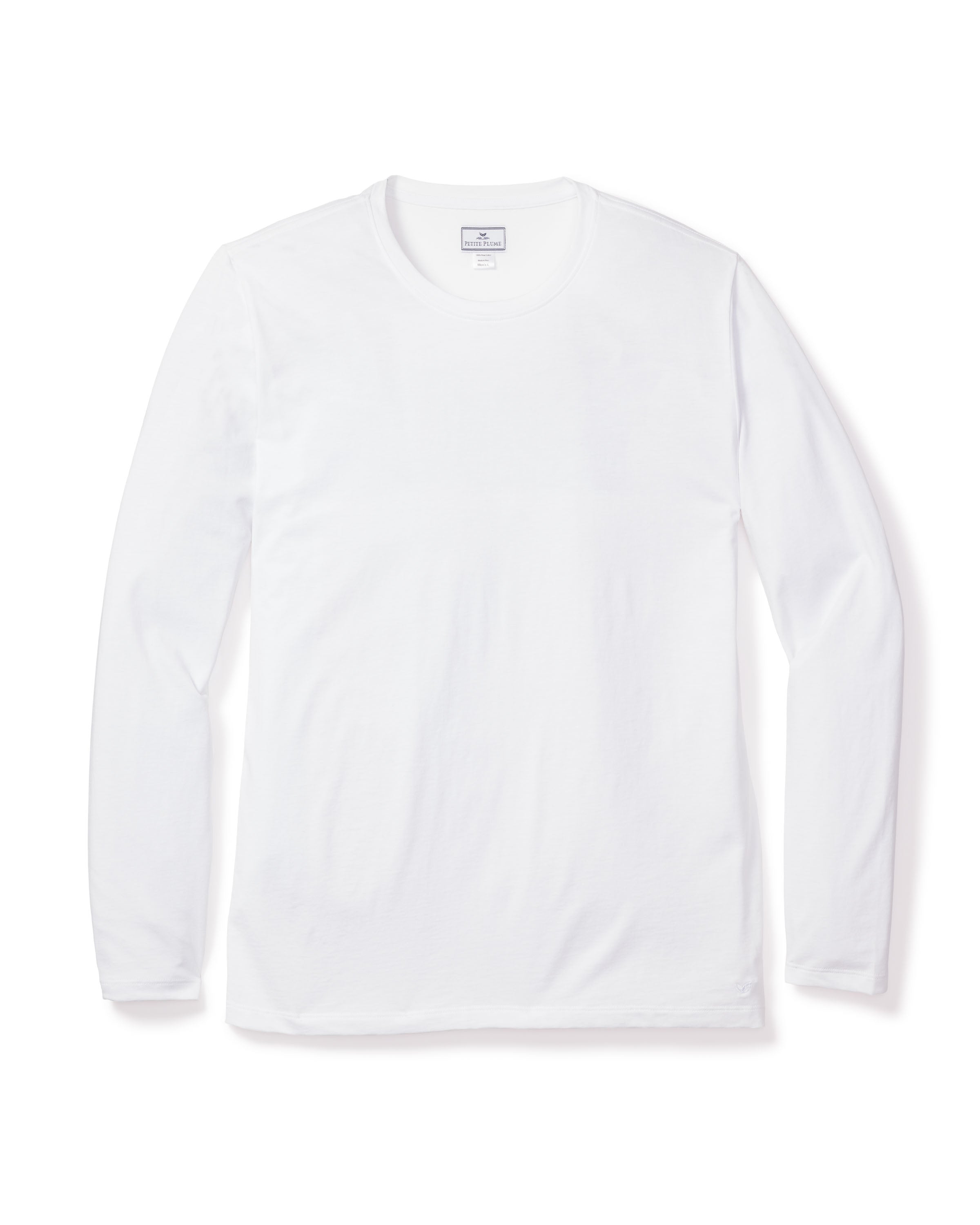 Men's Pima Crew Neck Long Sleeve Top in White