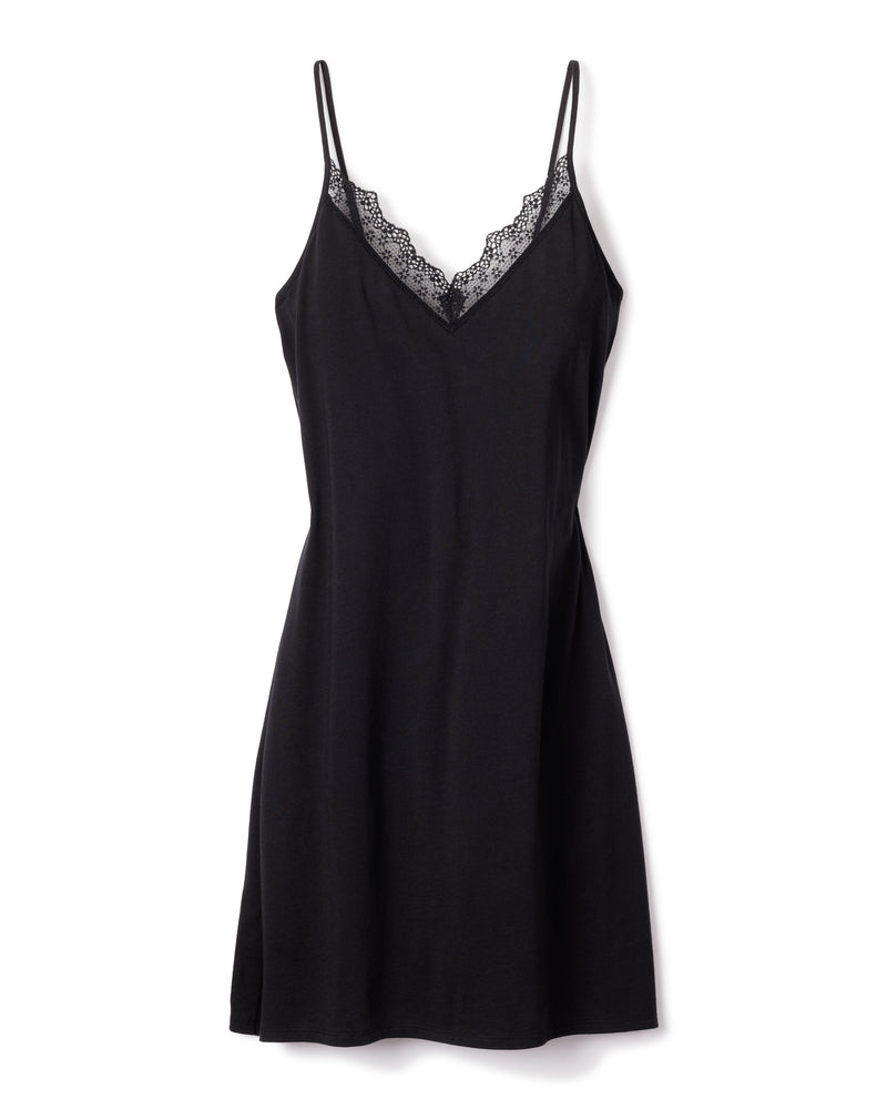 Women's Silk Lace Cosette Nightgown in Black – Petite Plume