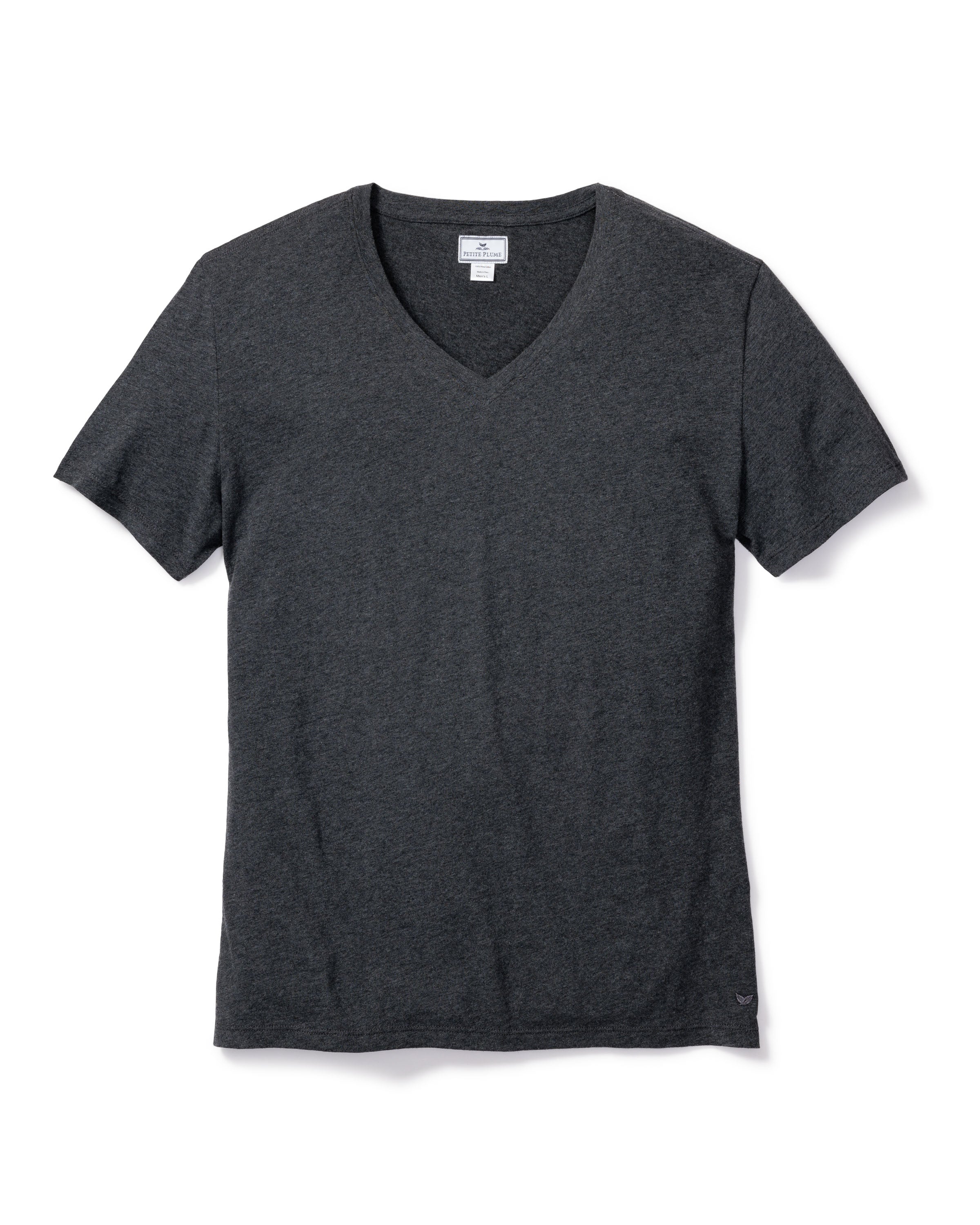 Men's Pima V-Neck Top in Dark Heather Grey