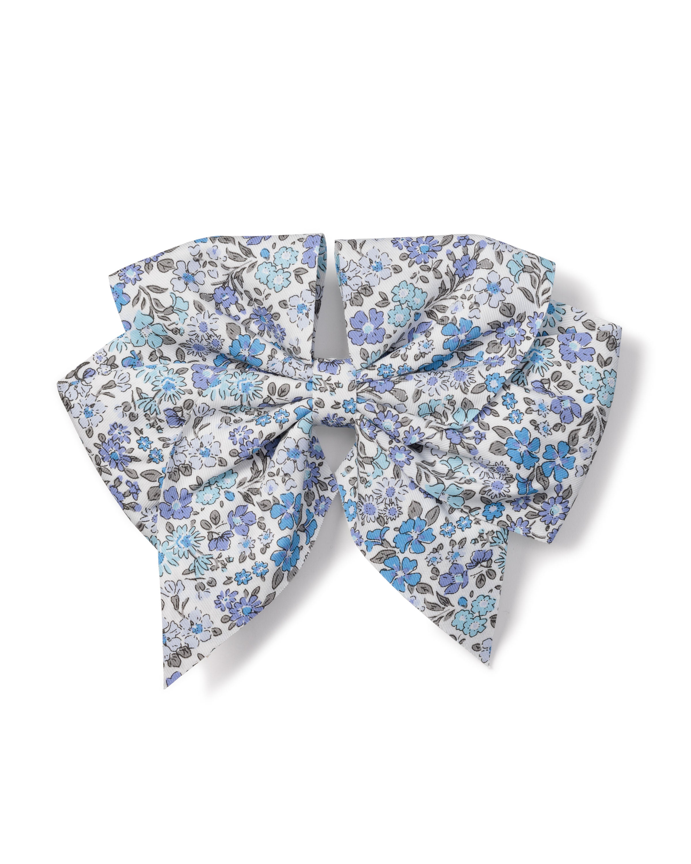 Girl's Twill Hair Bows in Fleur D'Azur