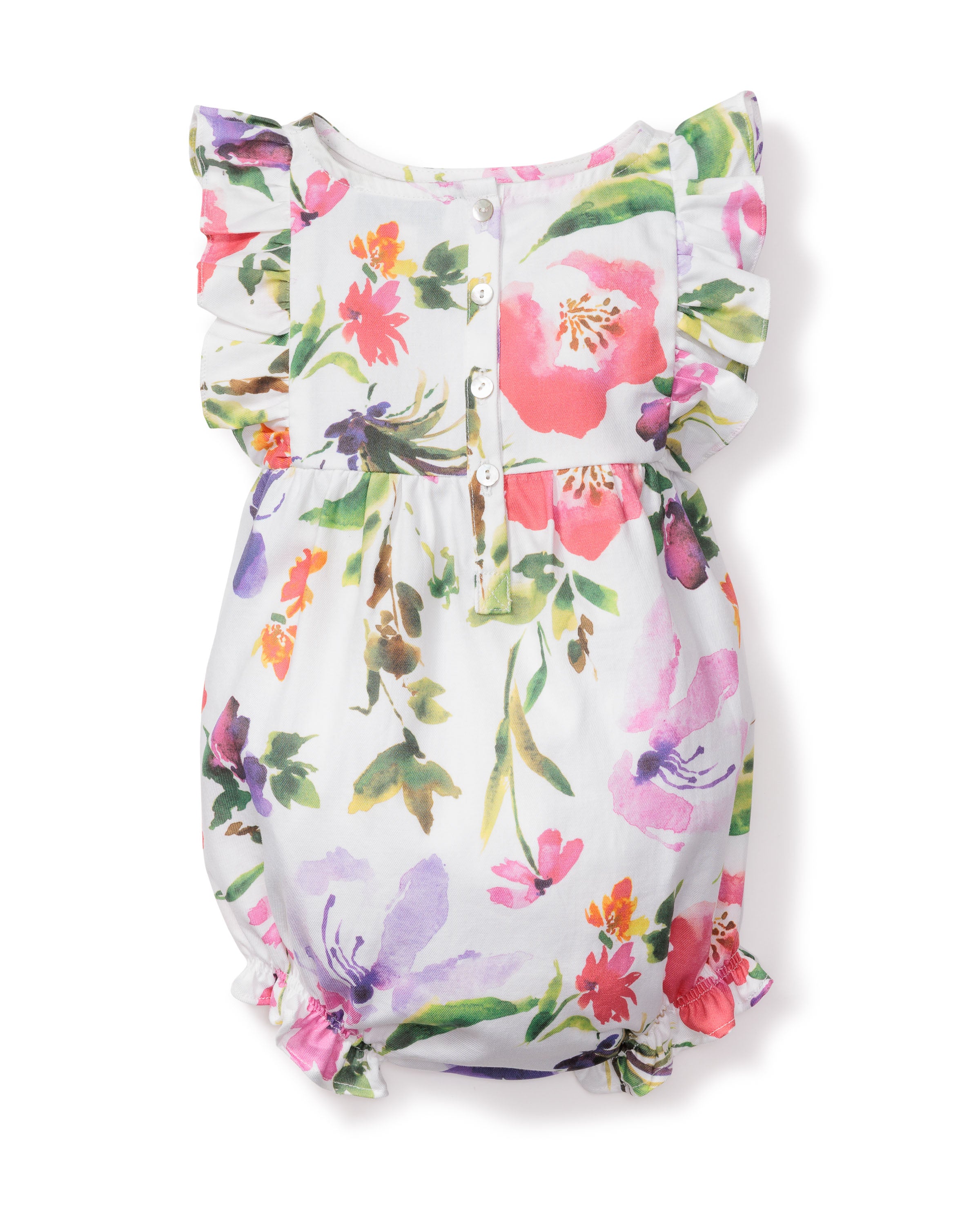 Baby's Twill Ruffled Romper in Gardens of Giverny