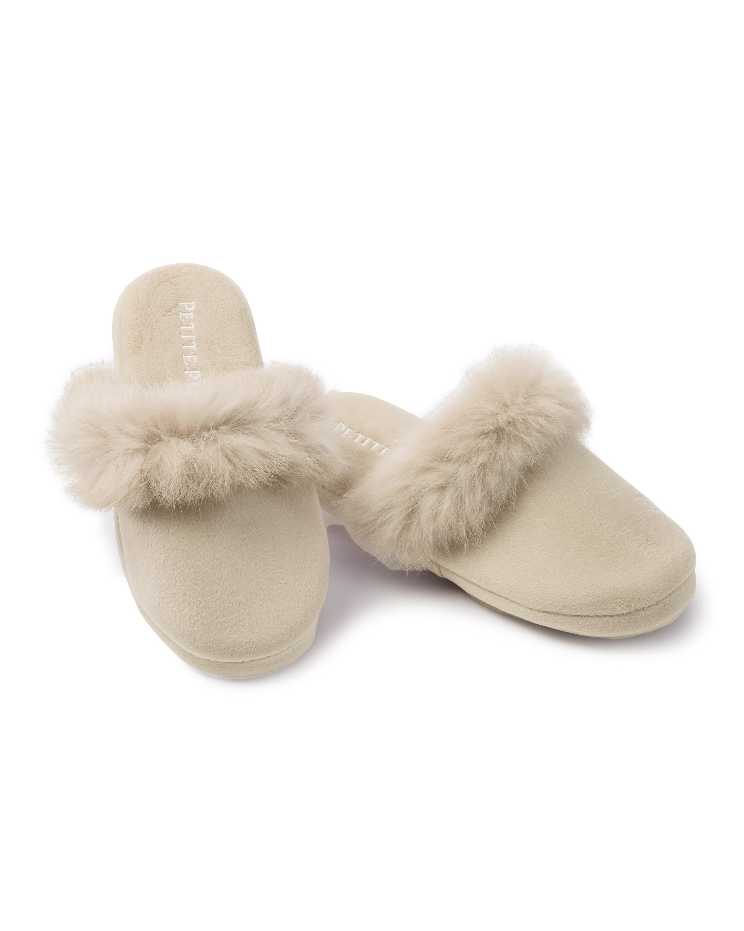 Women's Faux Fur Trim Slipper in Beige