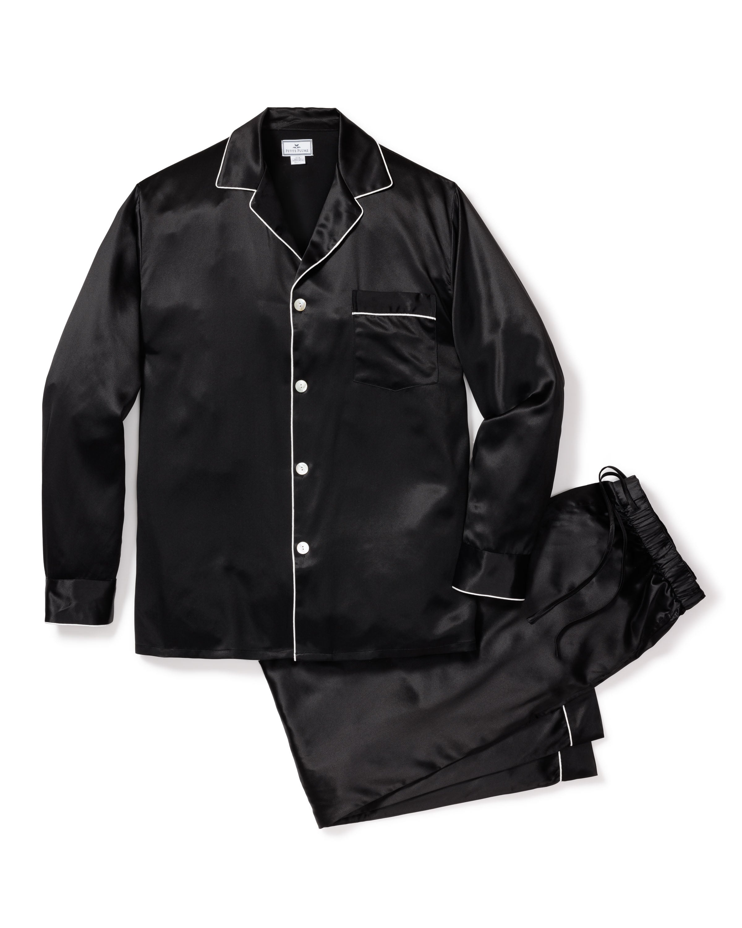 Men's Silk Pajama Set in Black