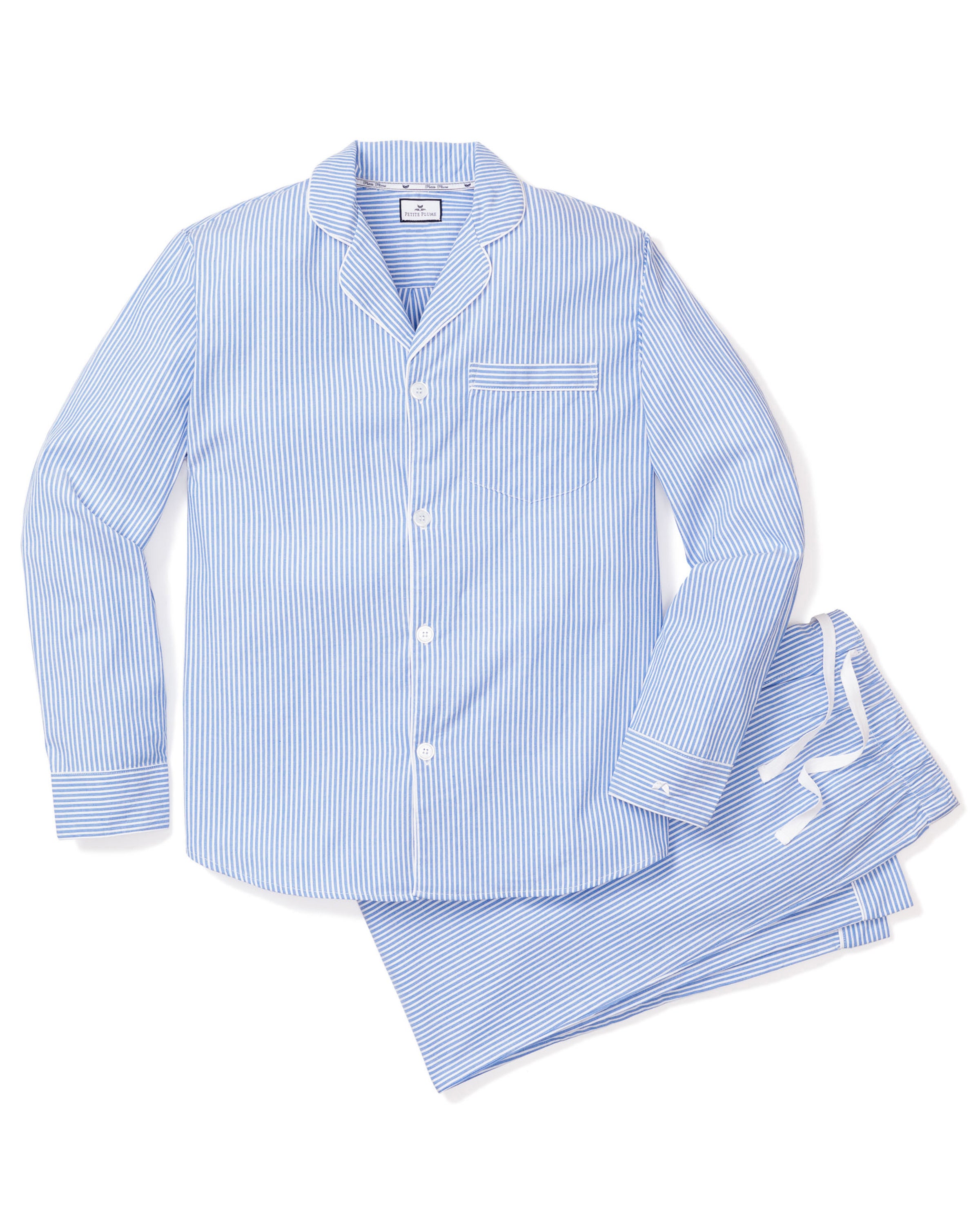 2-pack Cotton Poplin Pajama Shorts - Light blue/striped - Ladies