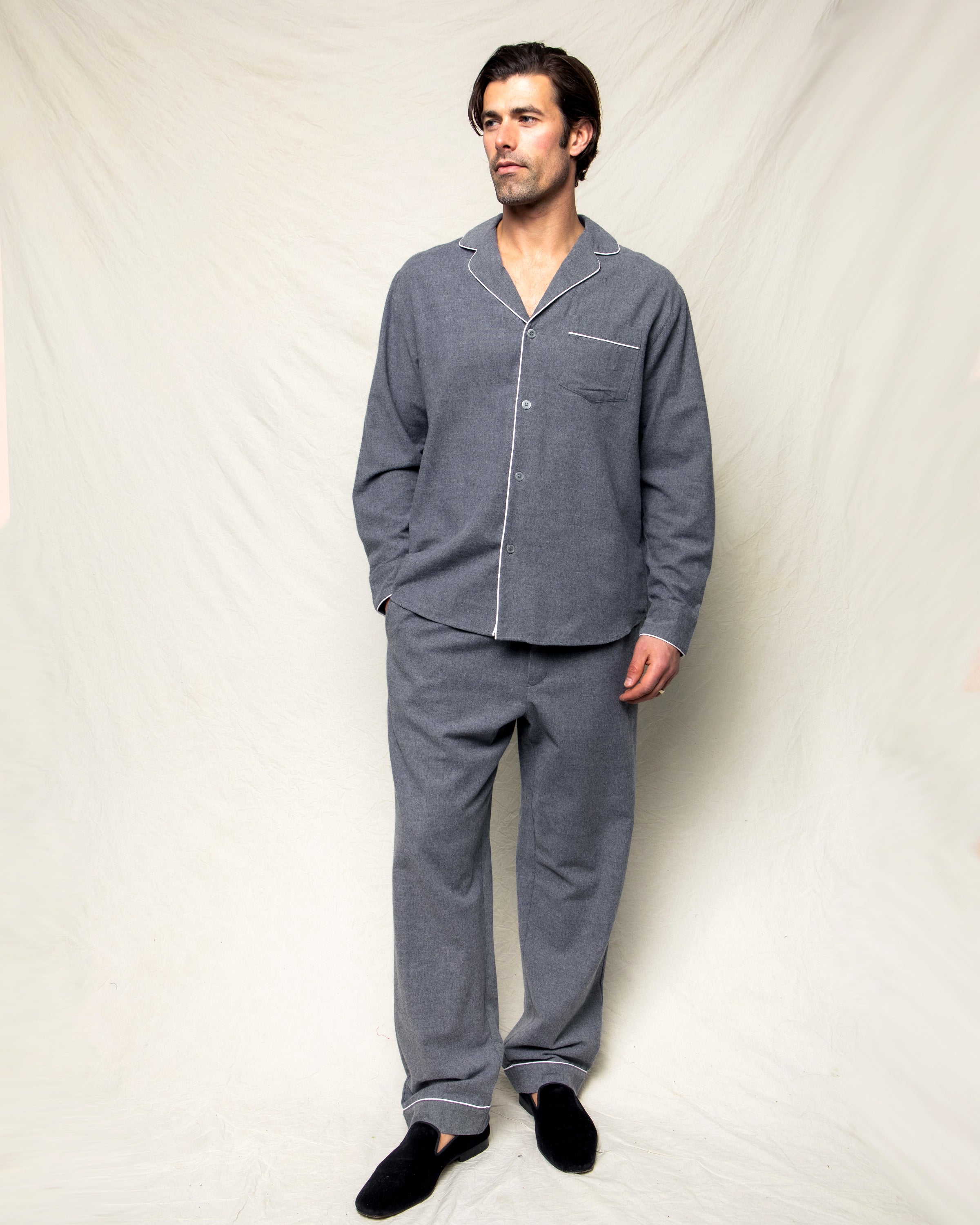 Men's Flannel Pajama Set in Grey – Petite Plume