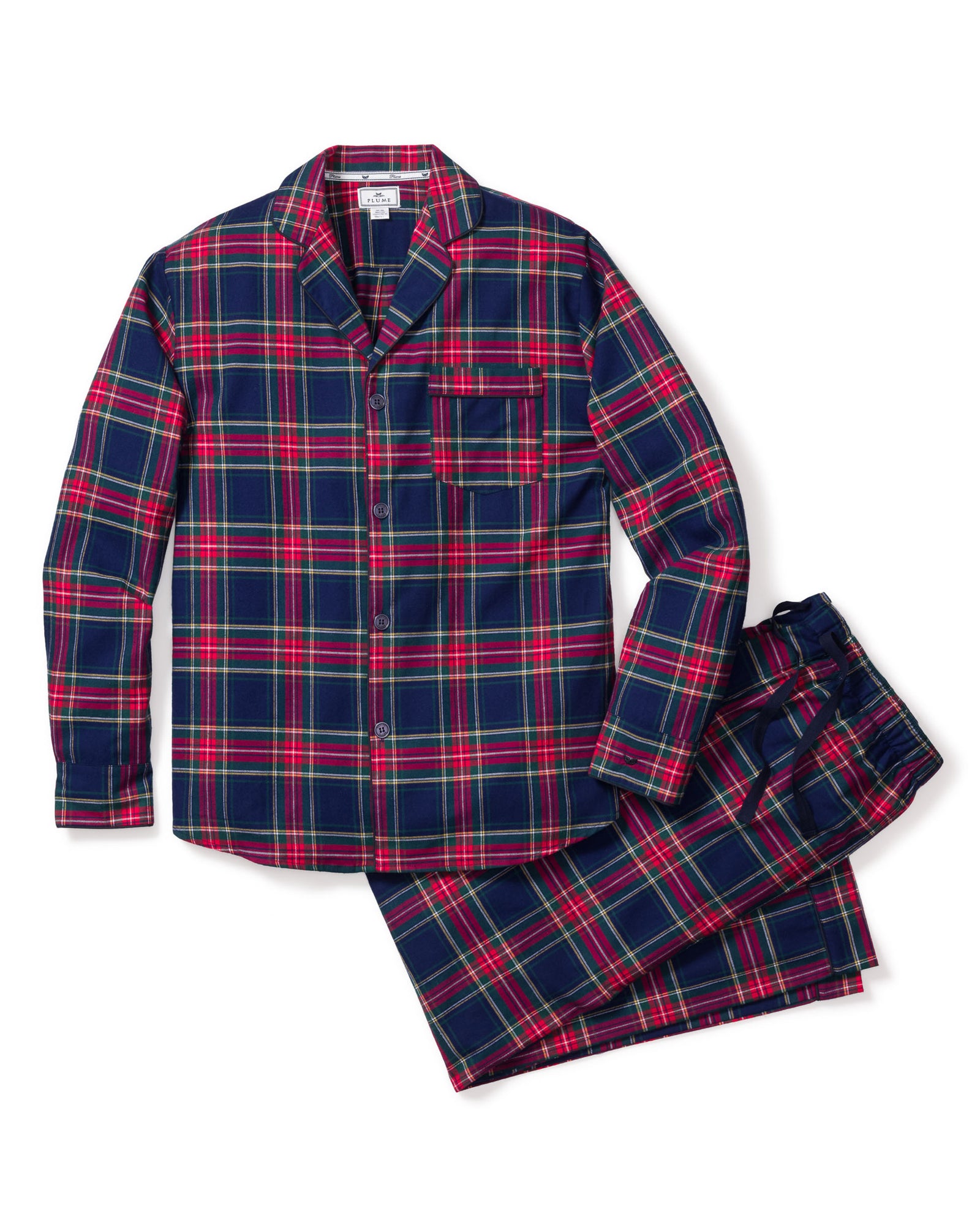 2-Piece Plaid Flannel Pajama Set - Christmas Red / M