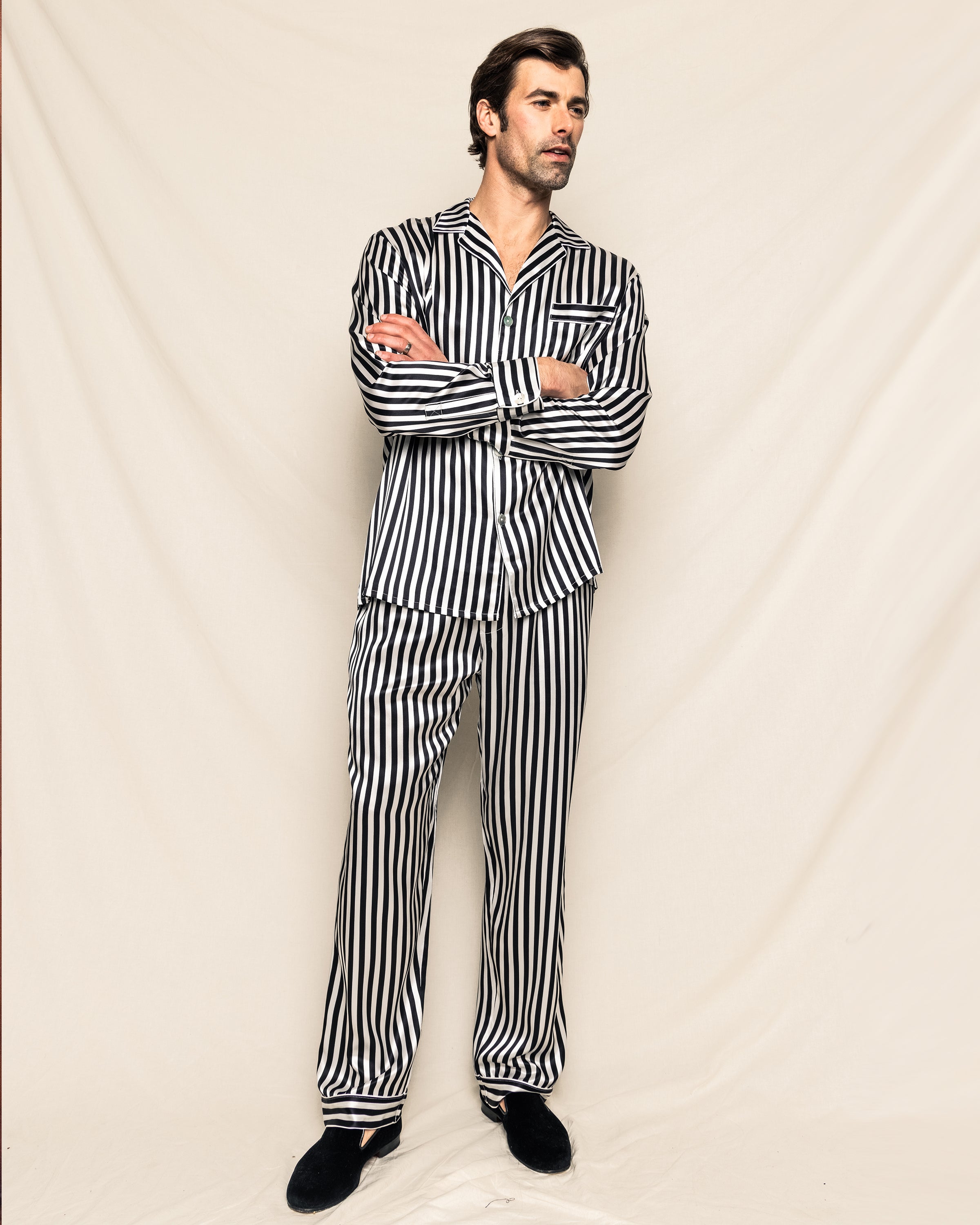 Men's Silk Pajama Set in Bengal Stripe