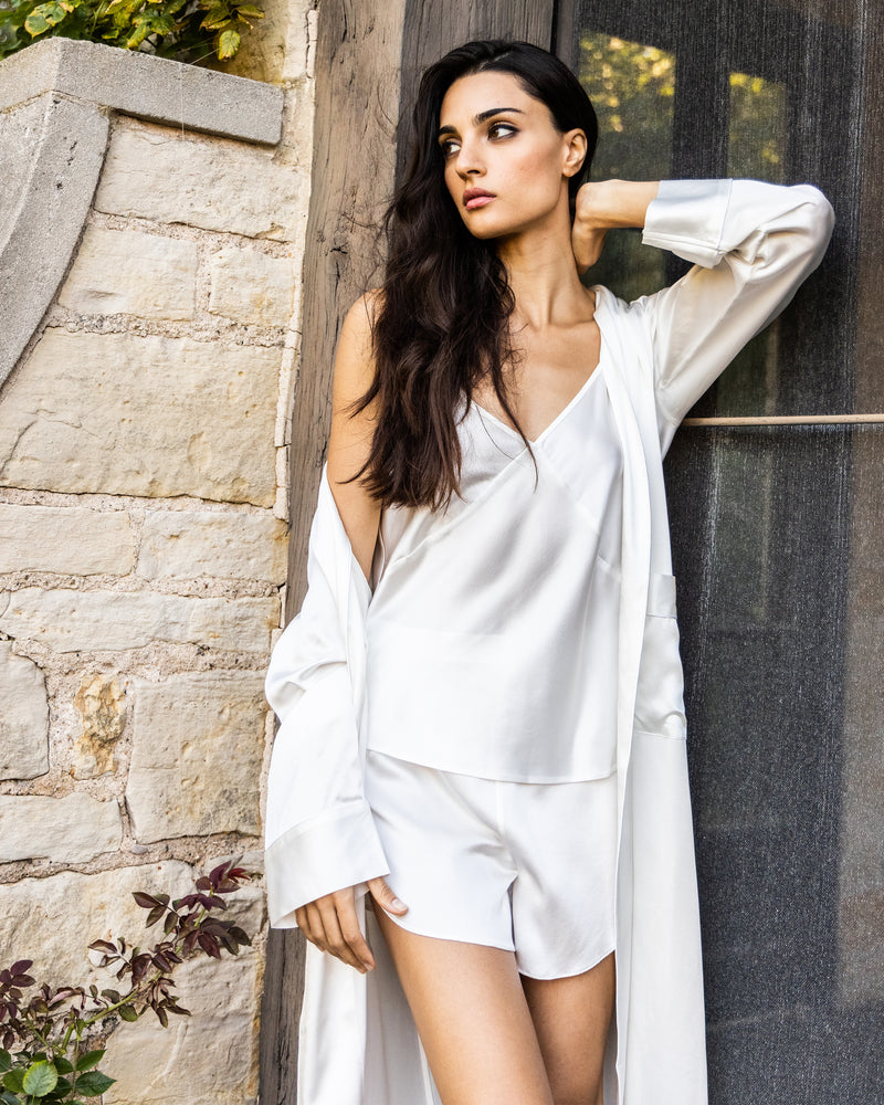 Women's Silk Cami Short Set in White – Petite Plume